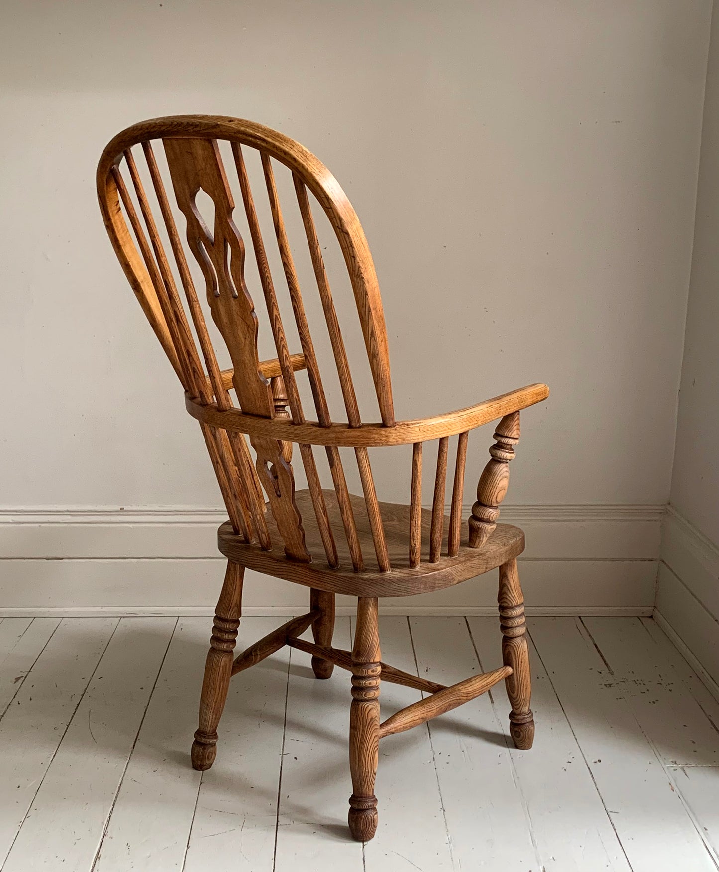 Antique Victorian Ash & Elm Windsor High Back Armchair