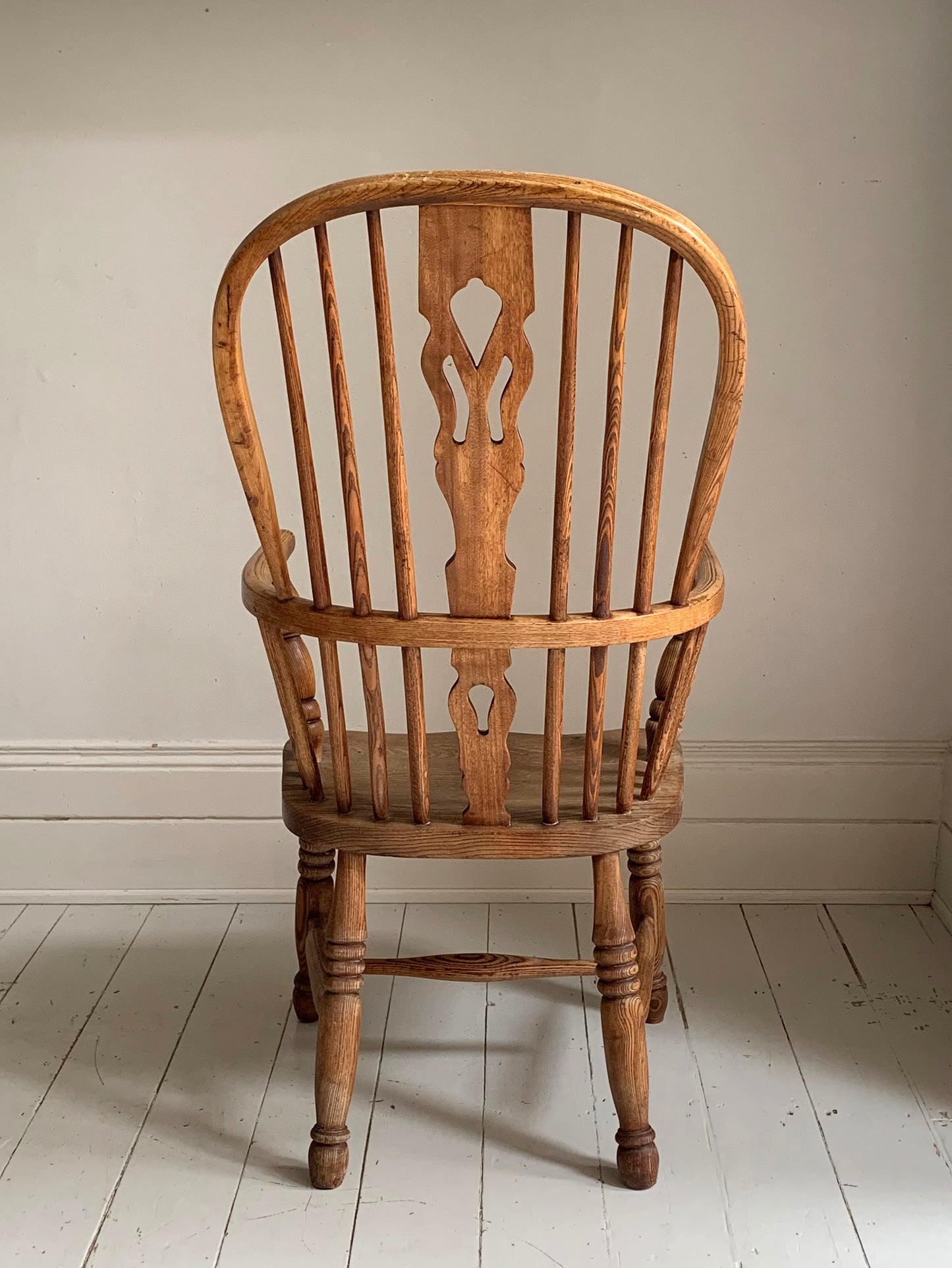 Antique Victorian Ash & Elm Windsor High Back Armchair