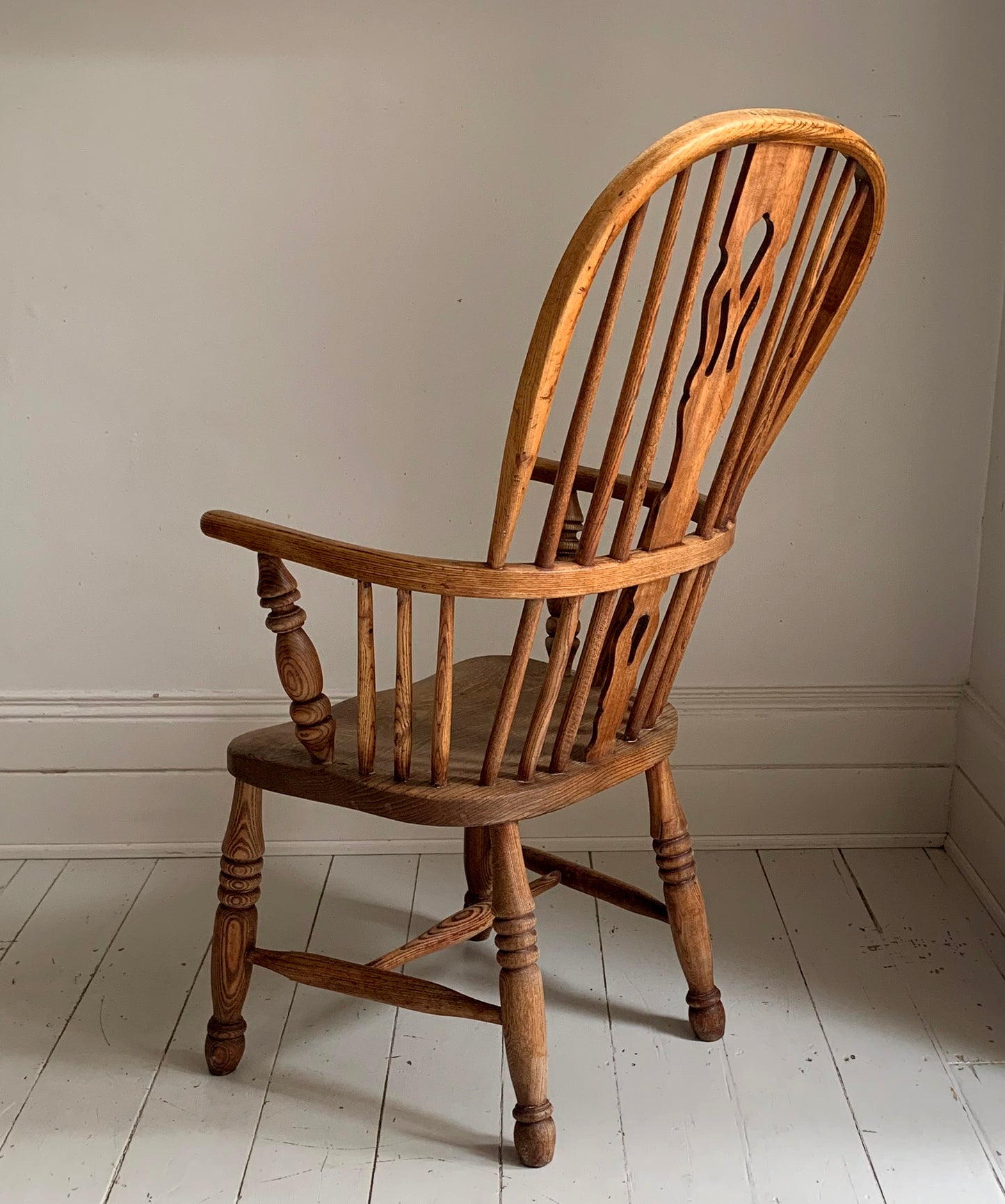 Antique Victorian Ash & Elm Windsor High Back Armchair