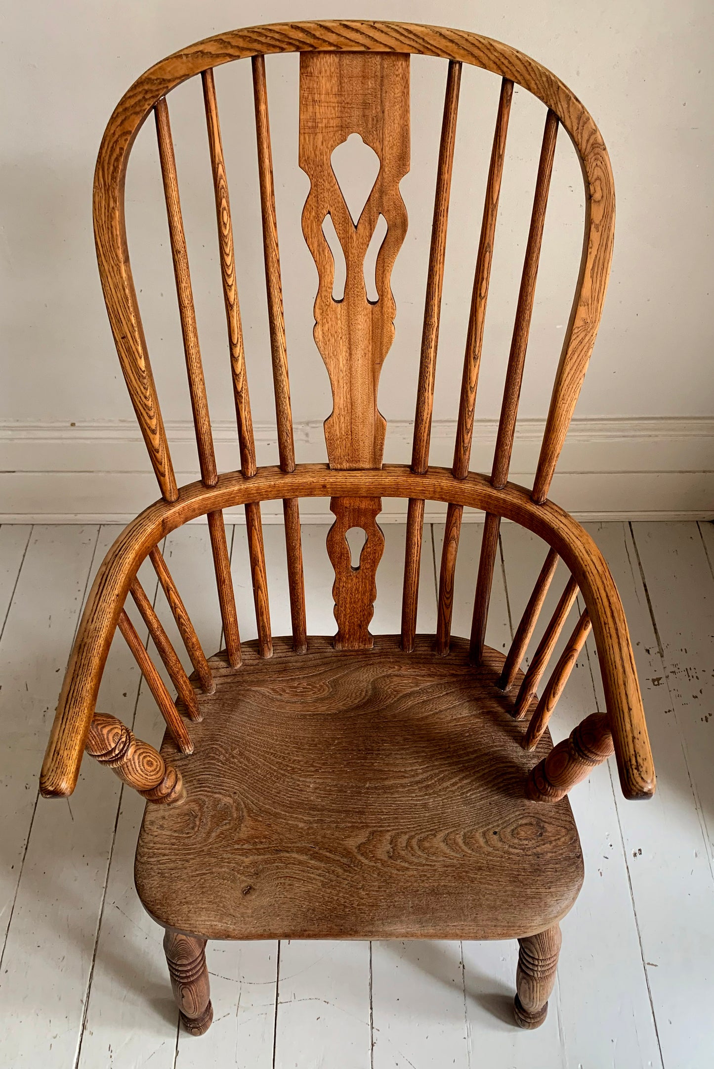Antique Victorian Ash & Elm Windsor High Back Armchair