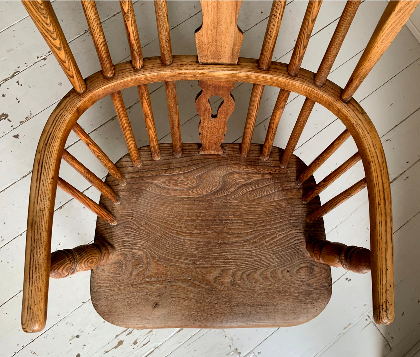 Antique Victorian Ash & Elm Windsor High Back Armchair