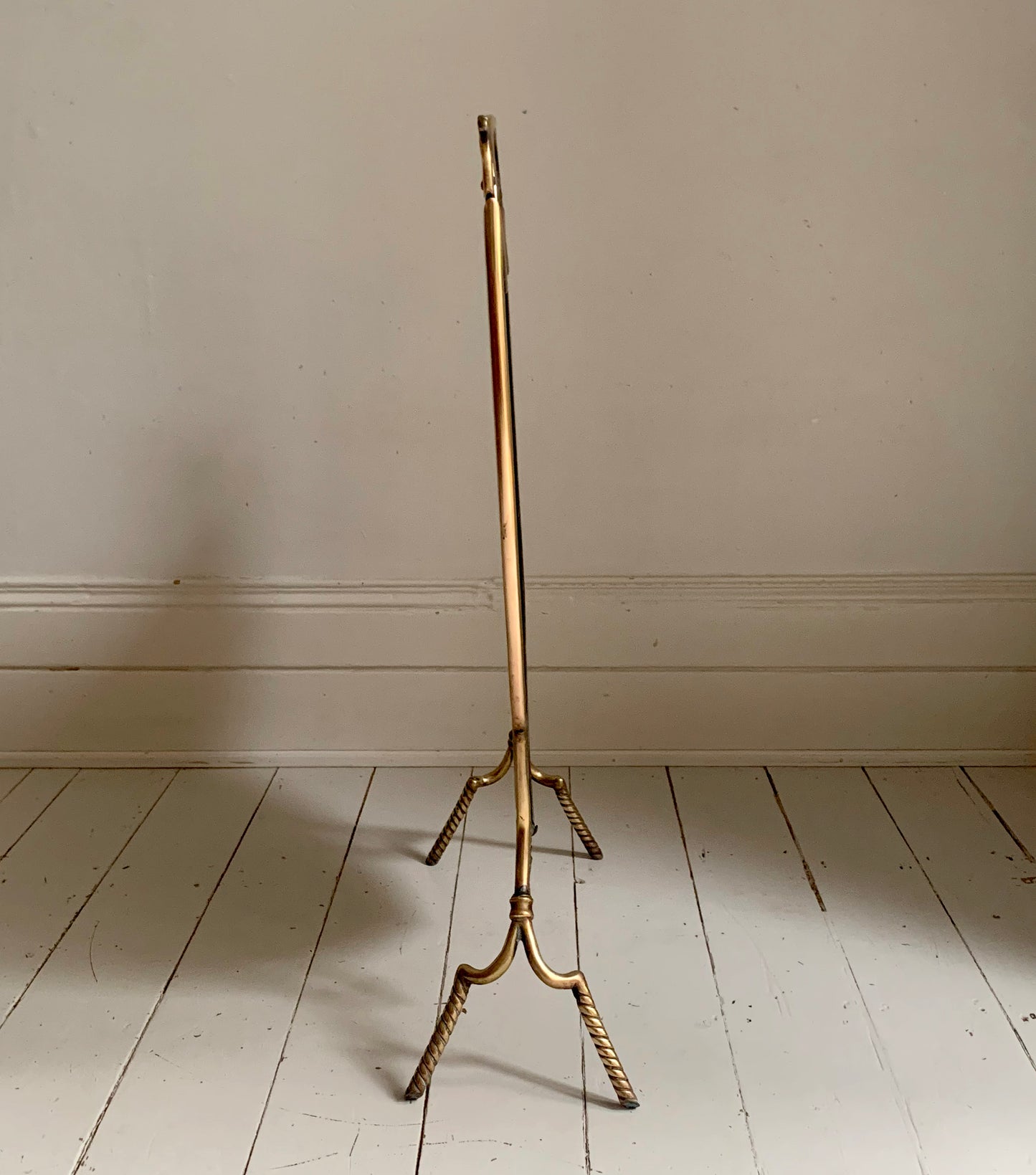 Antique Victorian / Edwardian Brass & Mirror Shield-Shaped Fire Screen / Guard
