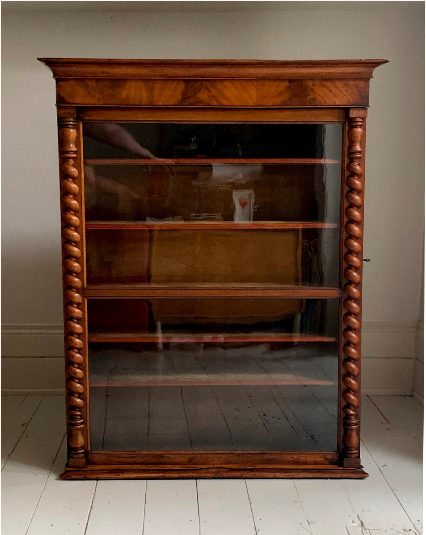 Victorian Mahogany Display Bookcase Apothecary Lockable Cabinet w/ Glazed Door