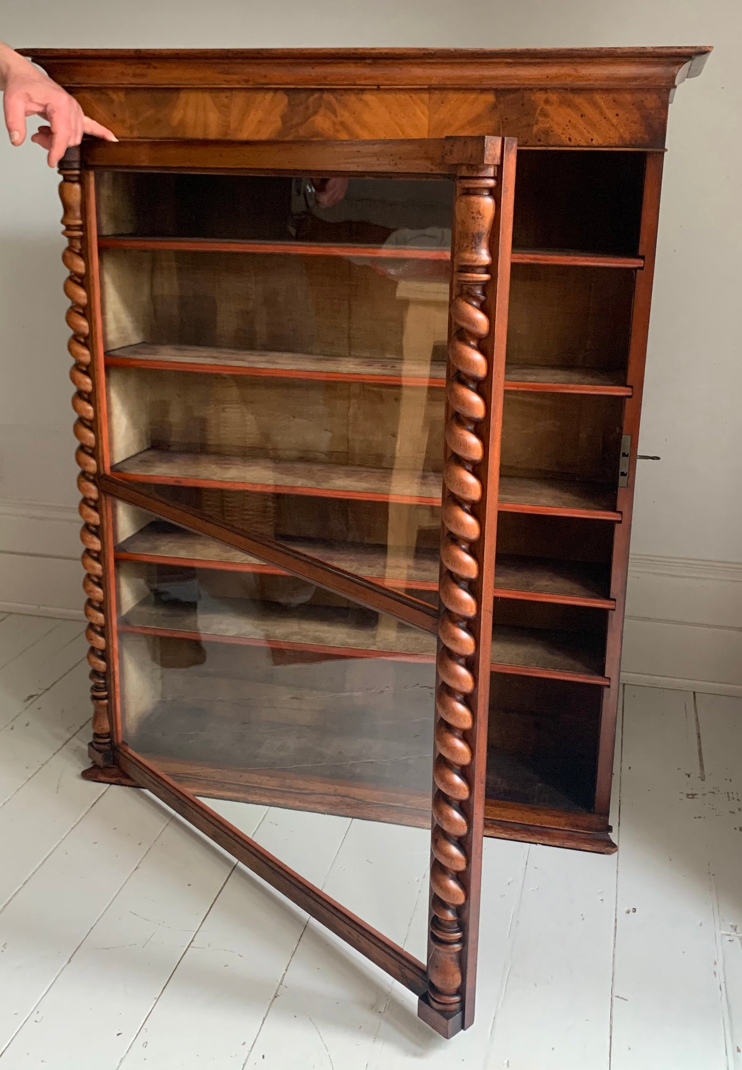 Victorian Mahogany Display Bookcase Apothecary Lockable Cabinet w/ Glazed Door