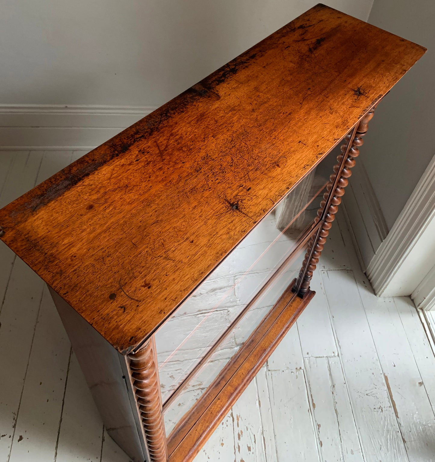 Victorian Mahogany Display Bookcase Apothecary Lockable Cabinet w/ Glazed Door