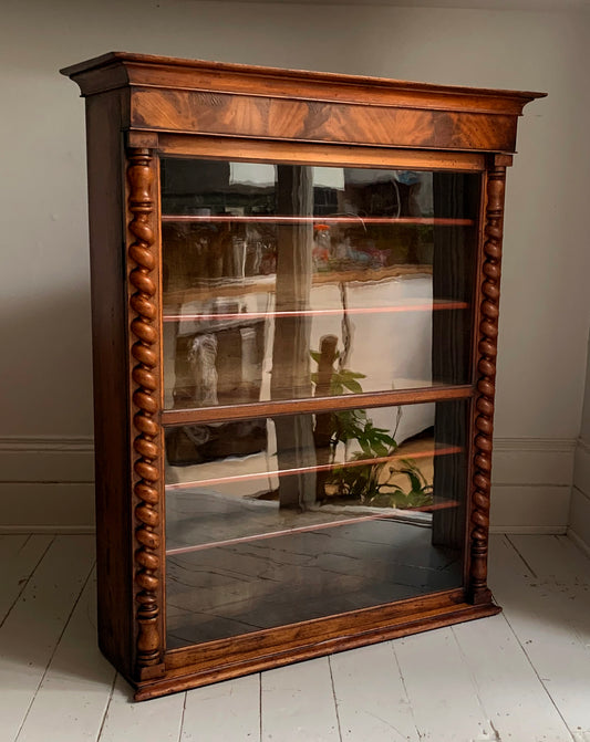 Victorian Mahogany Display Bookcase Apothecary Lockable Cabinet w/ Glazed Door