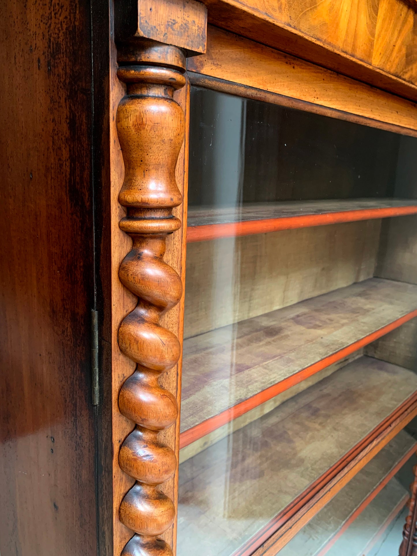 Victorian Mahogany Display Bookcase Apothecary Lockable Cabinet w/ Glazed Door