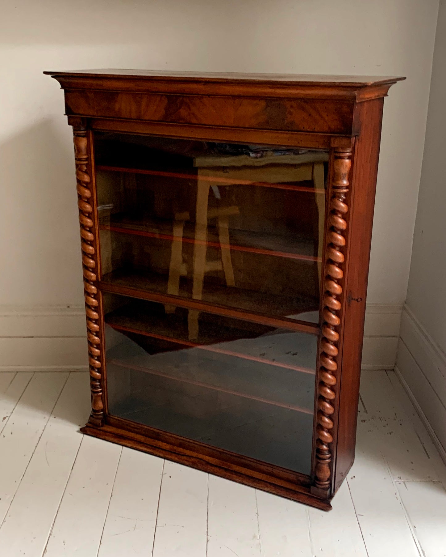 Victorian Mahogany Display Bookcase Apothecary Lockable Cabinet w/ Glazed Door