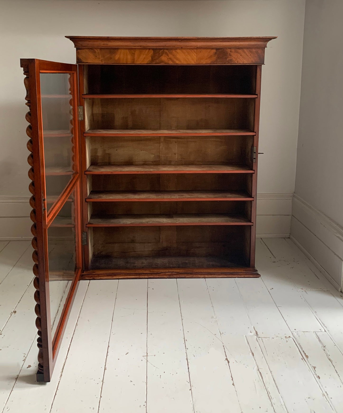 Victorian Mahogany Display Bookcase Apothecary Lockable Cabinet w/ Glazed Door