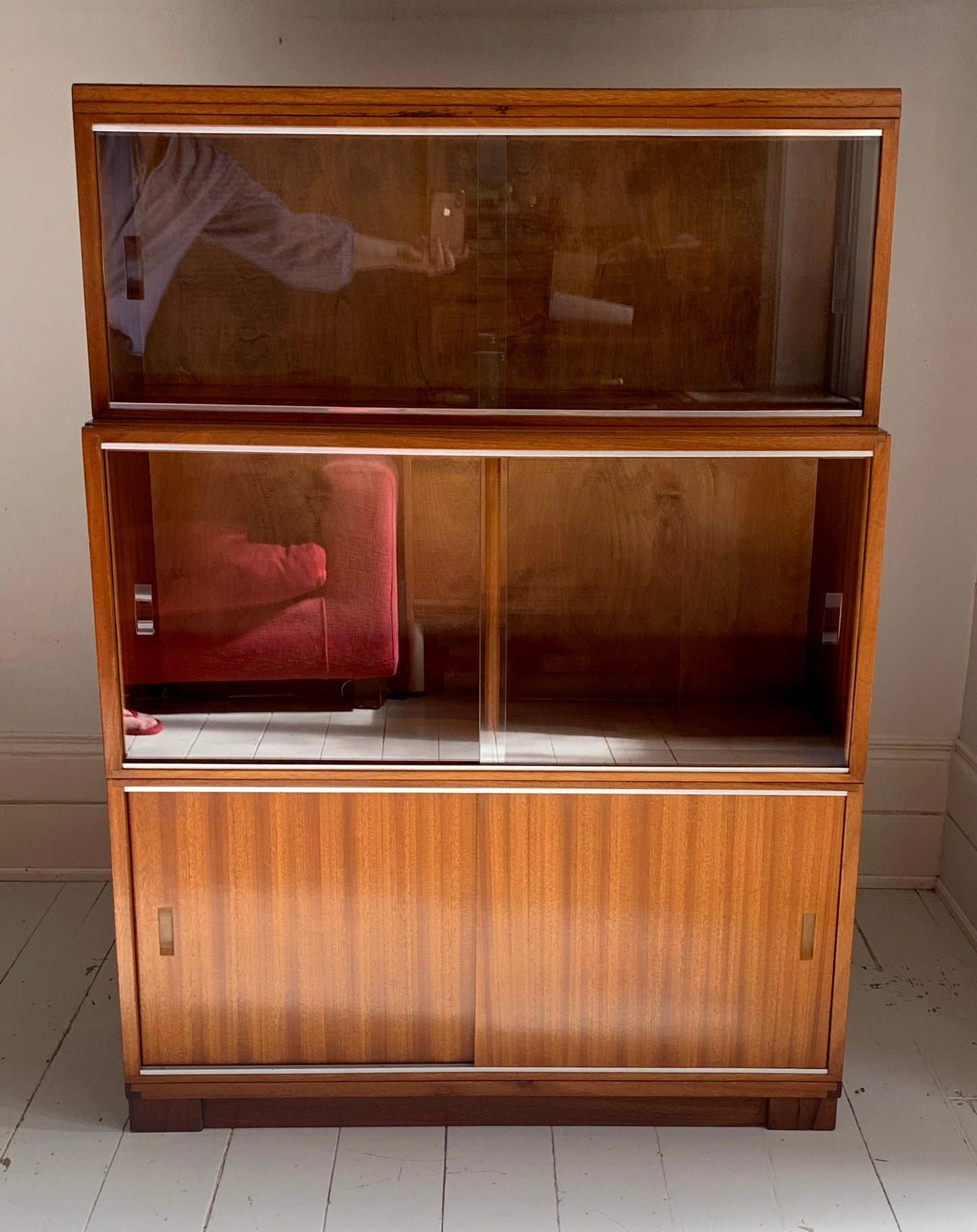 Vintage 1930s Modular Stacking Bookcase with Glazed Sliding Doors / Barristers