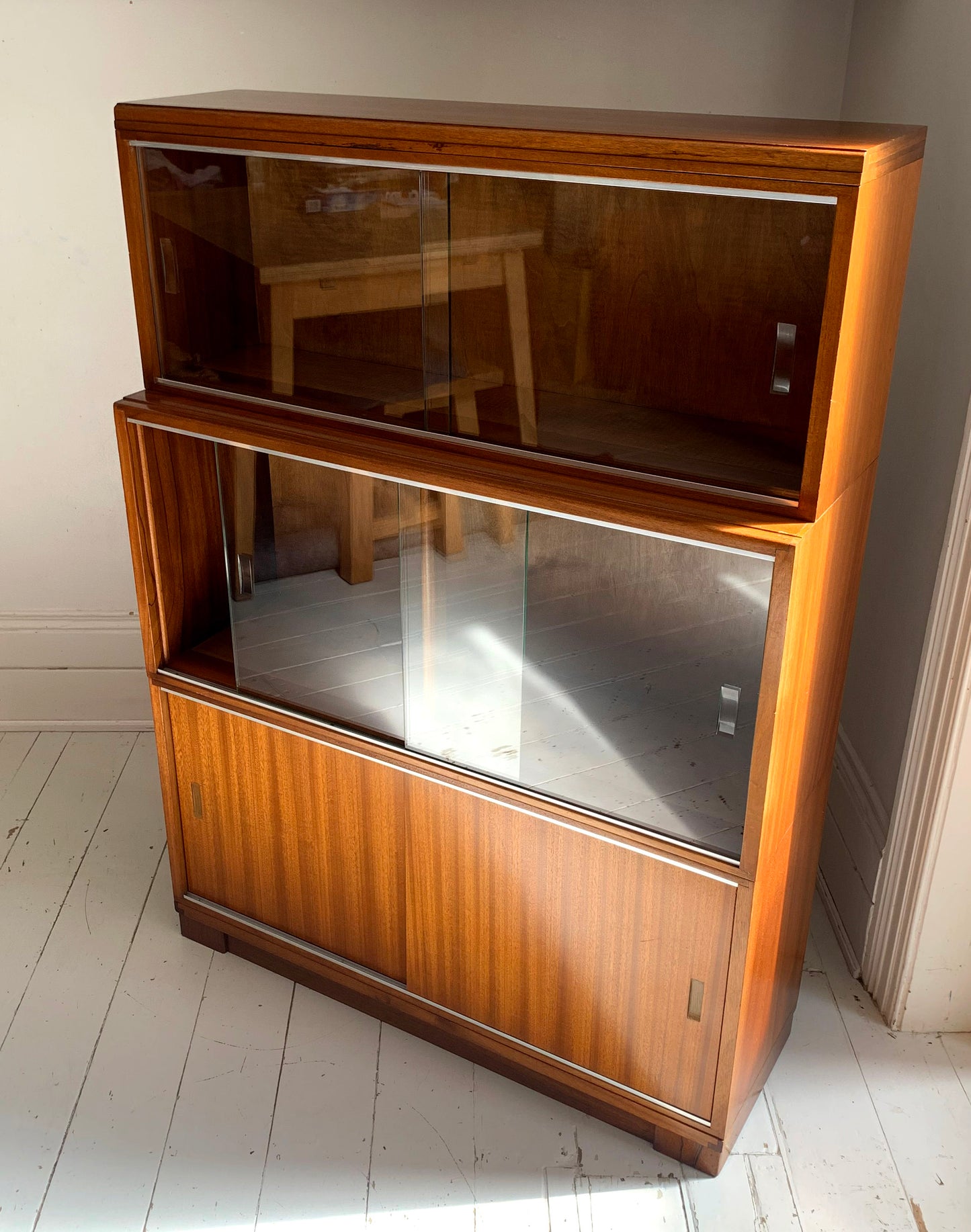 Vintage 1930s Modular Stacking Bookcase with Glazed Sliding Doors / Barristers