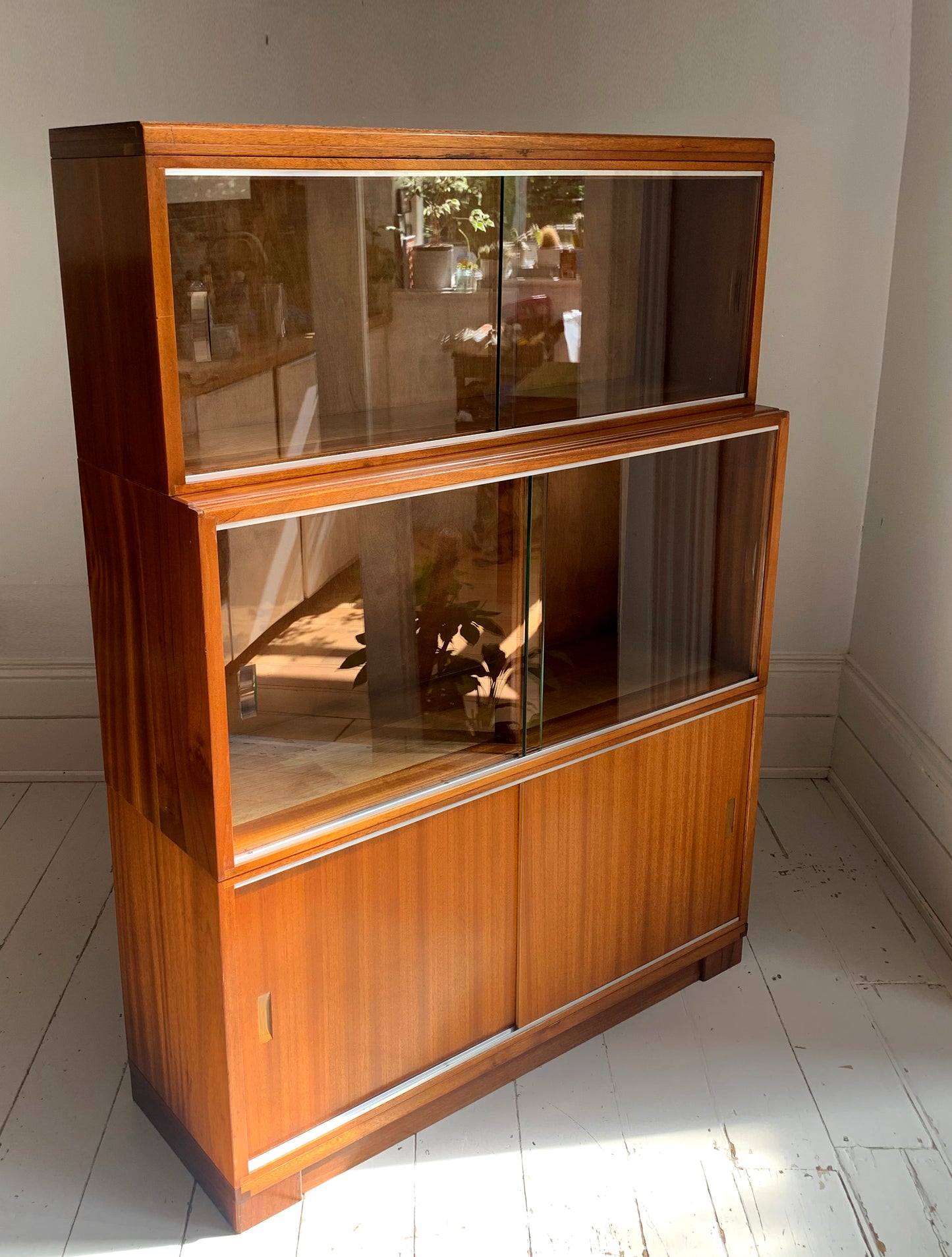 Vintage 1930s Modular Stacking Bookcase with Glazed Sliding Doors / Barristers