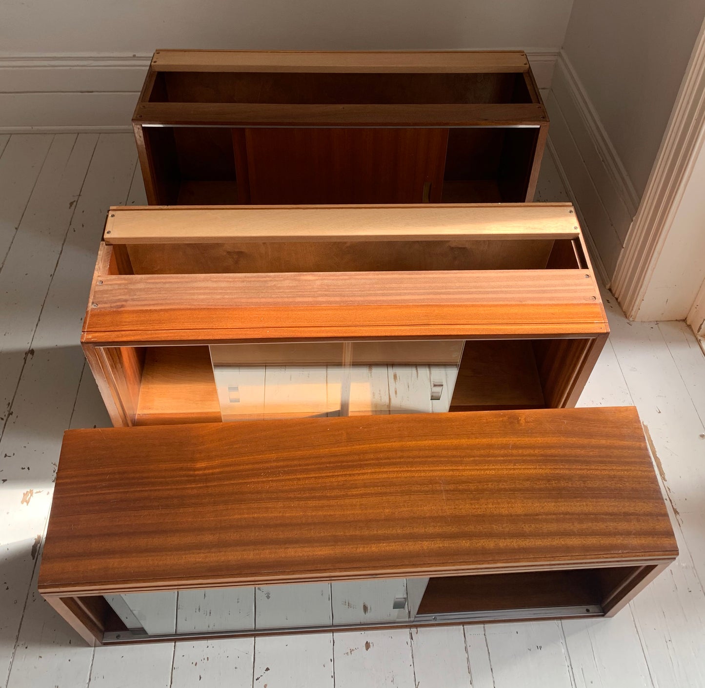 Vintage 1930s Modular Stacking Bookcase with Glazed Sliding Doors / Barristers