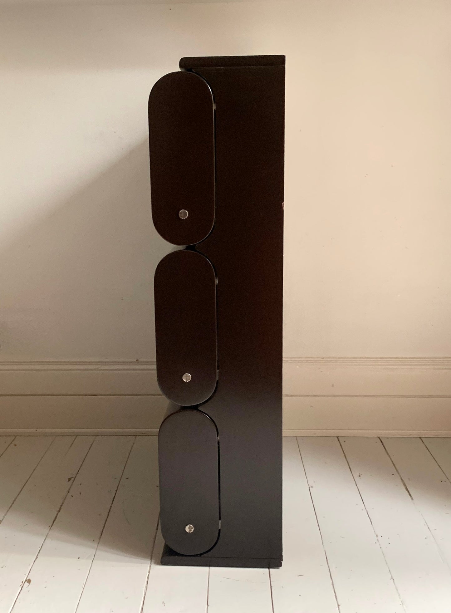 Vintage 1960s Italian Shoe Rack Cabinet, Dark Brown Lacquer Mid Century