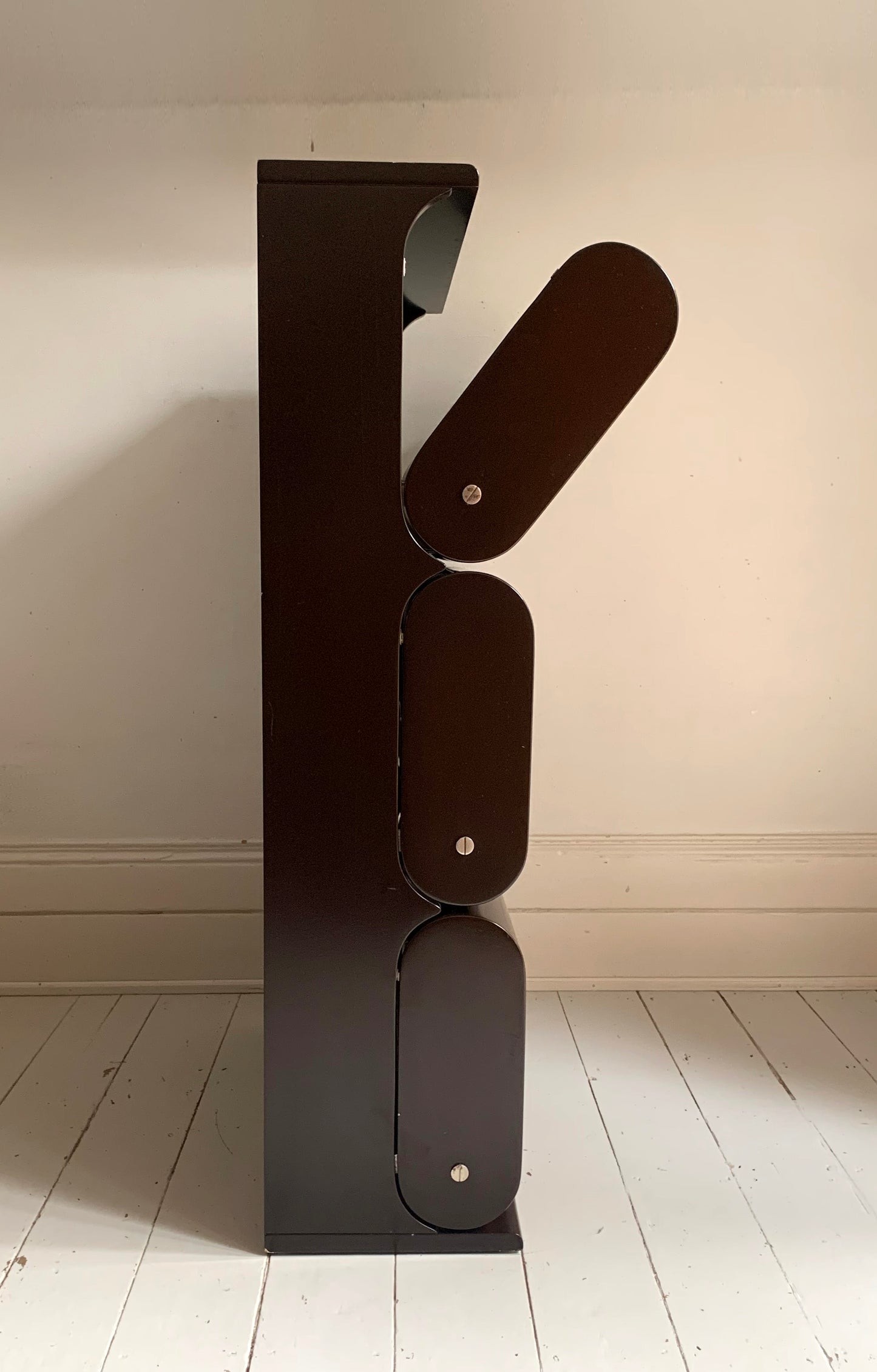 Vintage 1960s Italian Shoe Rack Cabinet, Dark Brown Lacquer Mid Century