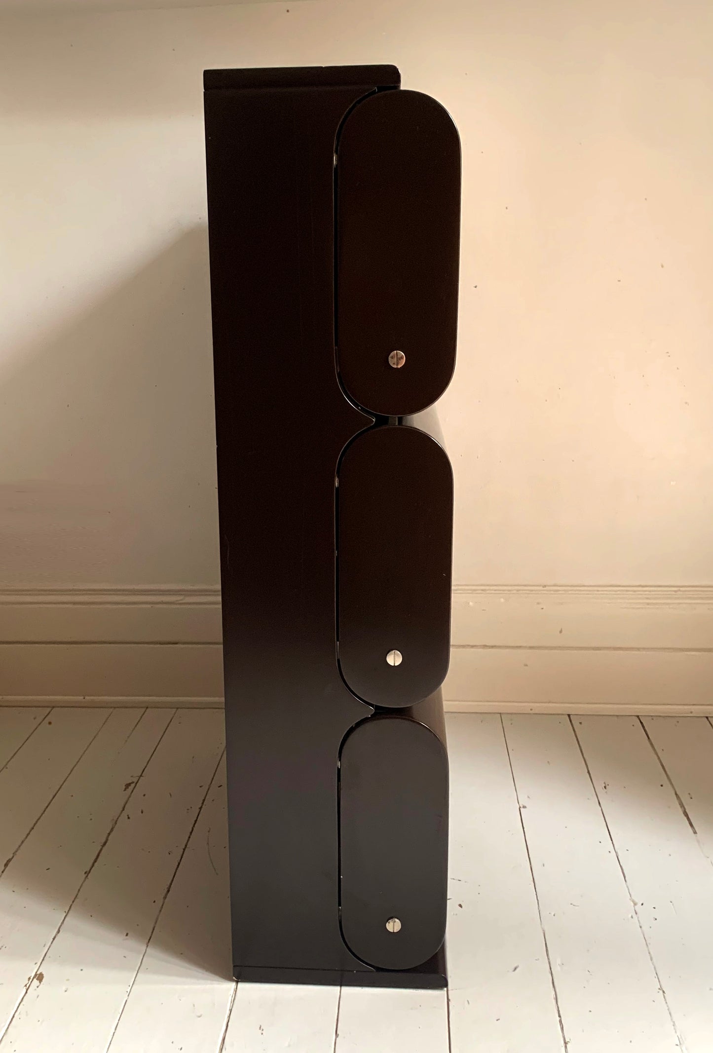 Vintage 1960s Italian Shoe Rack Cabinet, Dark Brown Lacquer Mid Century