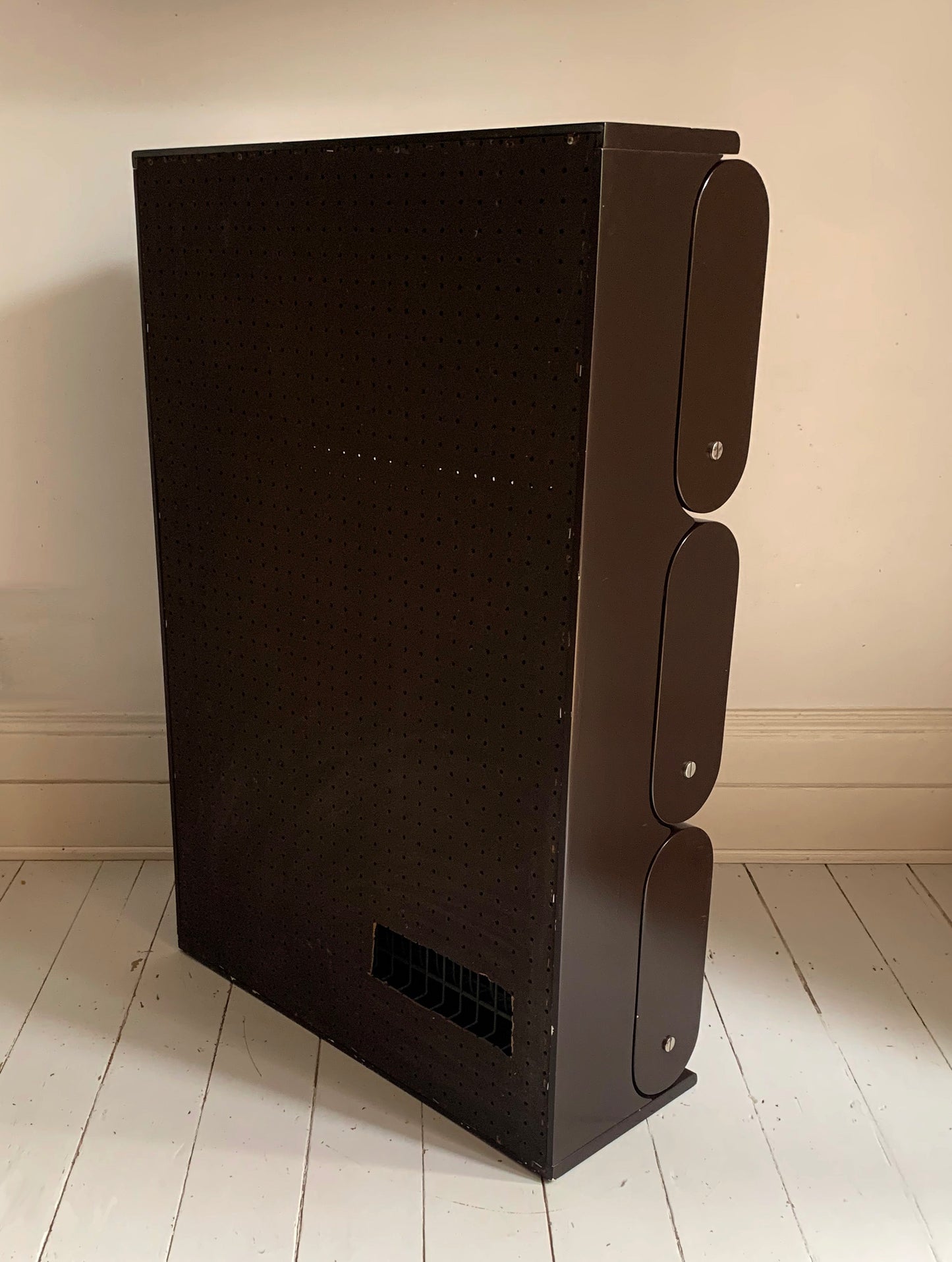 Vintage 1960s Italian Shoe Rack Cabinet, Dark Brown Lacquer Mid Century