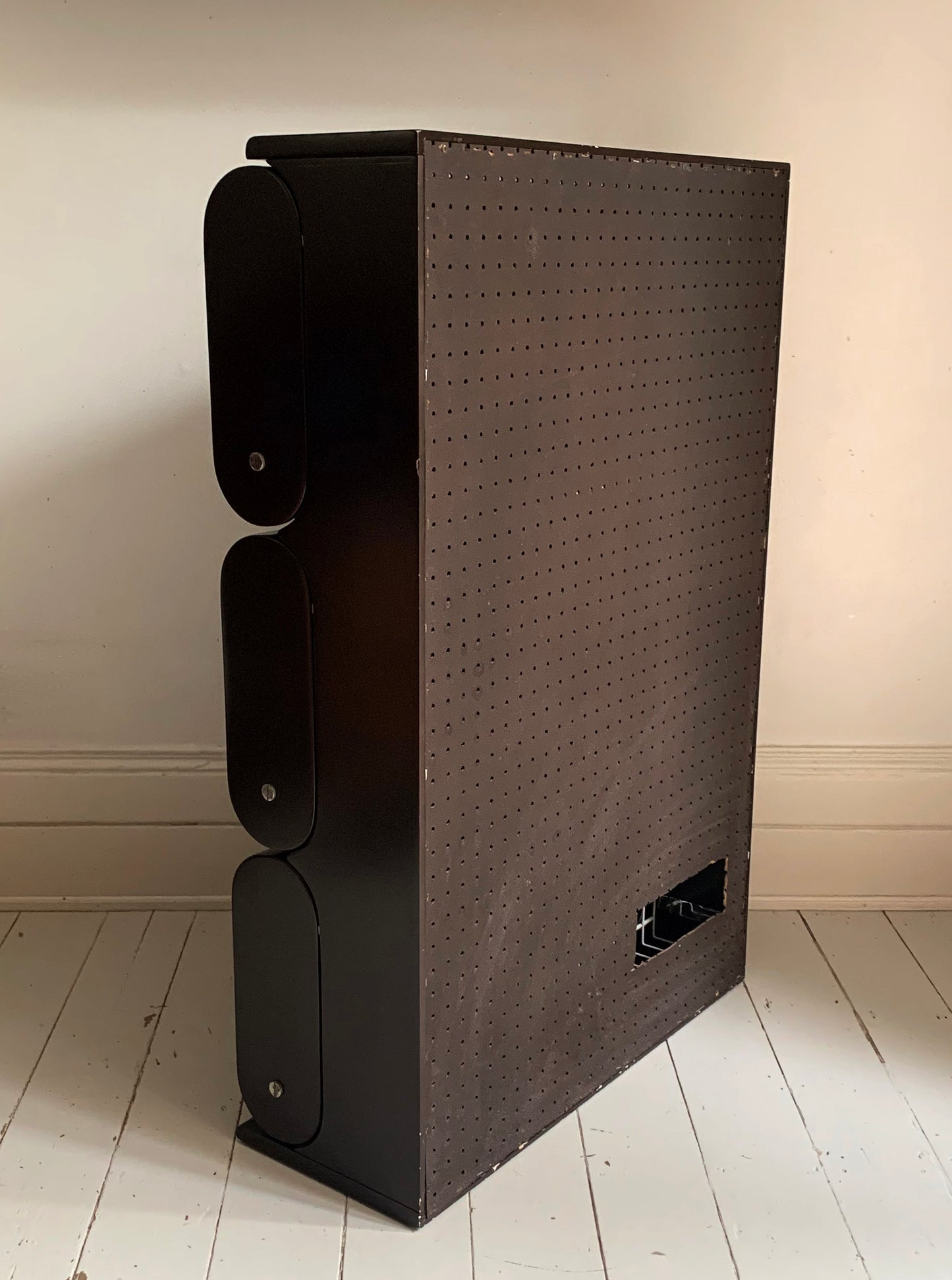 Vintage 1960s Italian Shoe Rack Cabinet, Dark Brown Lacquer Mid Century