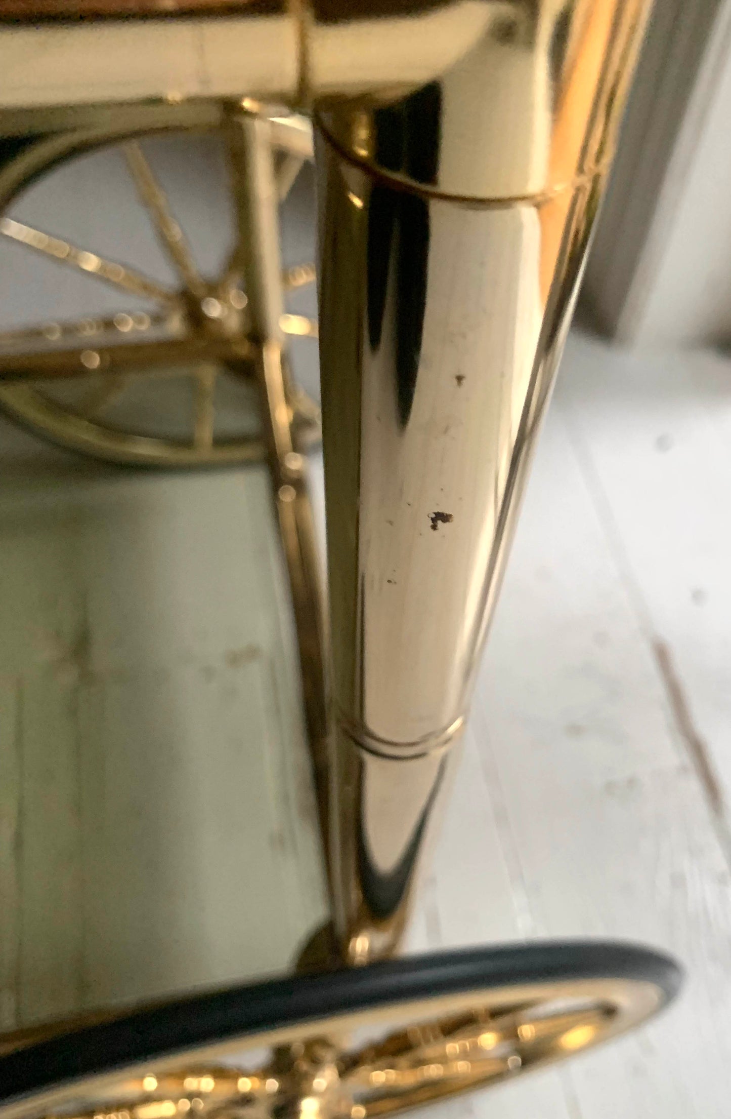 Vintage 1970s Faux Bamboo Brass & Glass Drinks Trolley / Bar Cart