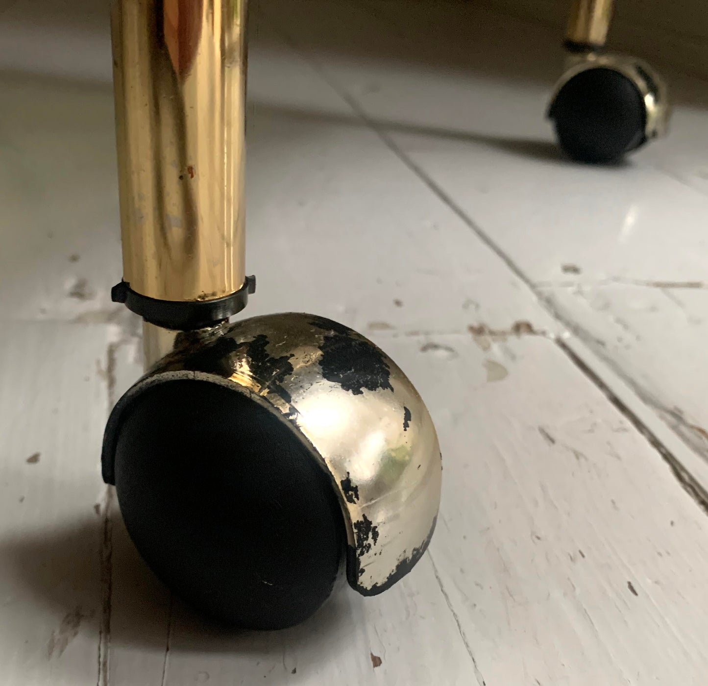 Vintage 1970s Faux Bamboo Brass & Glass Drinks Trolley / Bar Cart