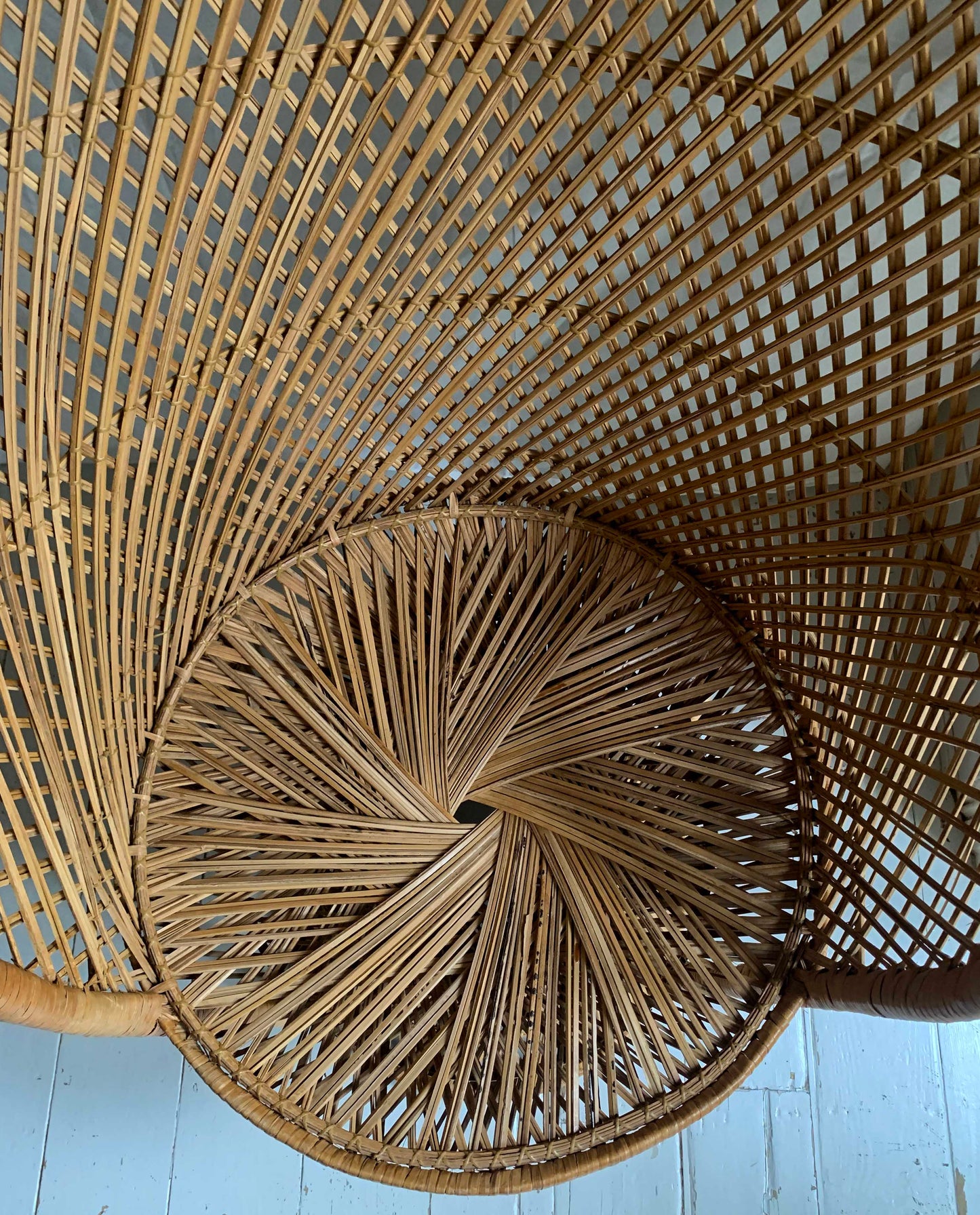 1970s Vintage Rattan &amp; Wicker Peacock Chair Emmanuelle Mid Century Modern