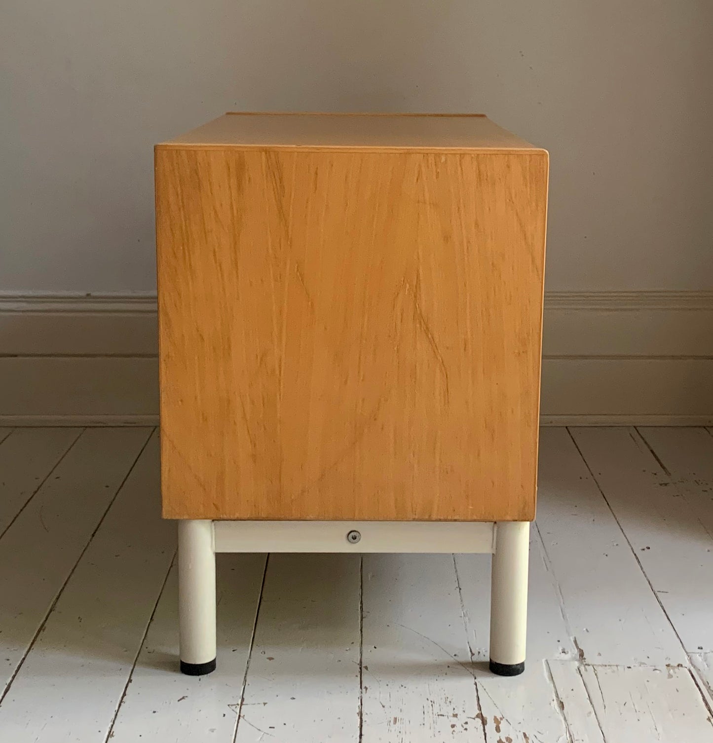 Vintage Scandi Style Pale Oak Tambour Storage / Filing / Media Vinyl Cabinet