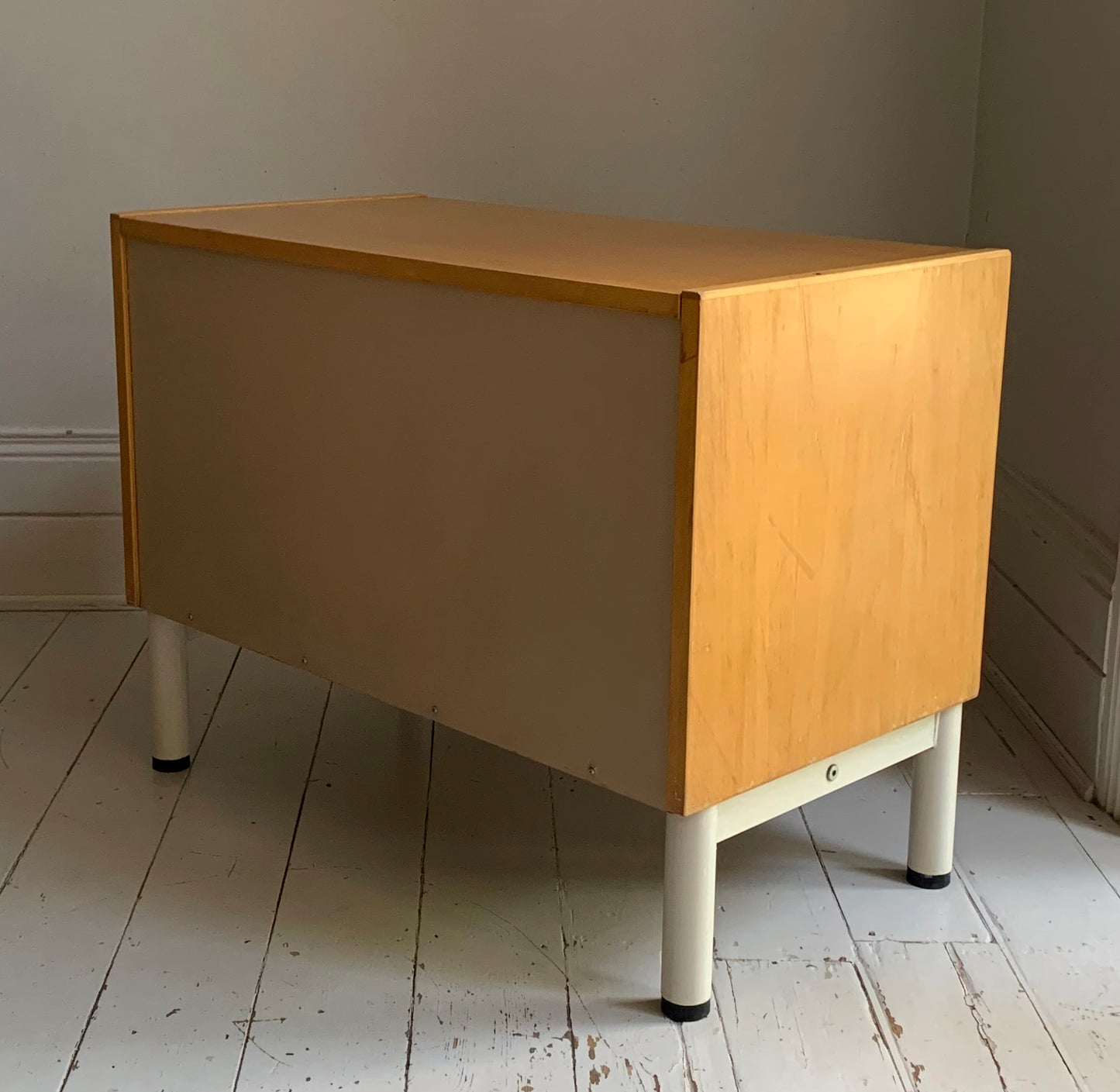 Vintage Scandi Style Pale Oak Tambour Storage / Filing / Media Vinyl Cabinet