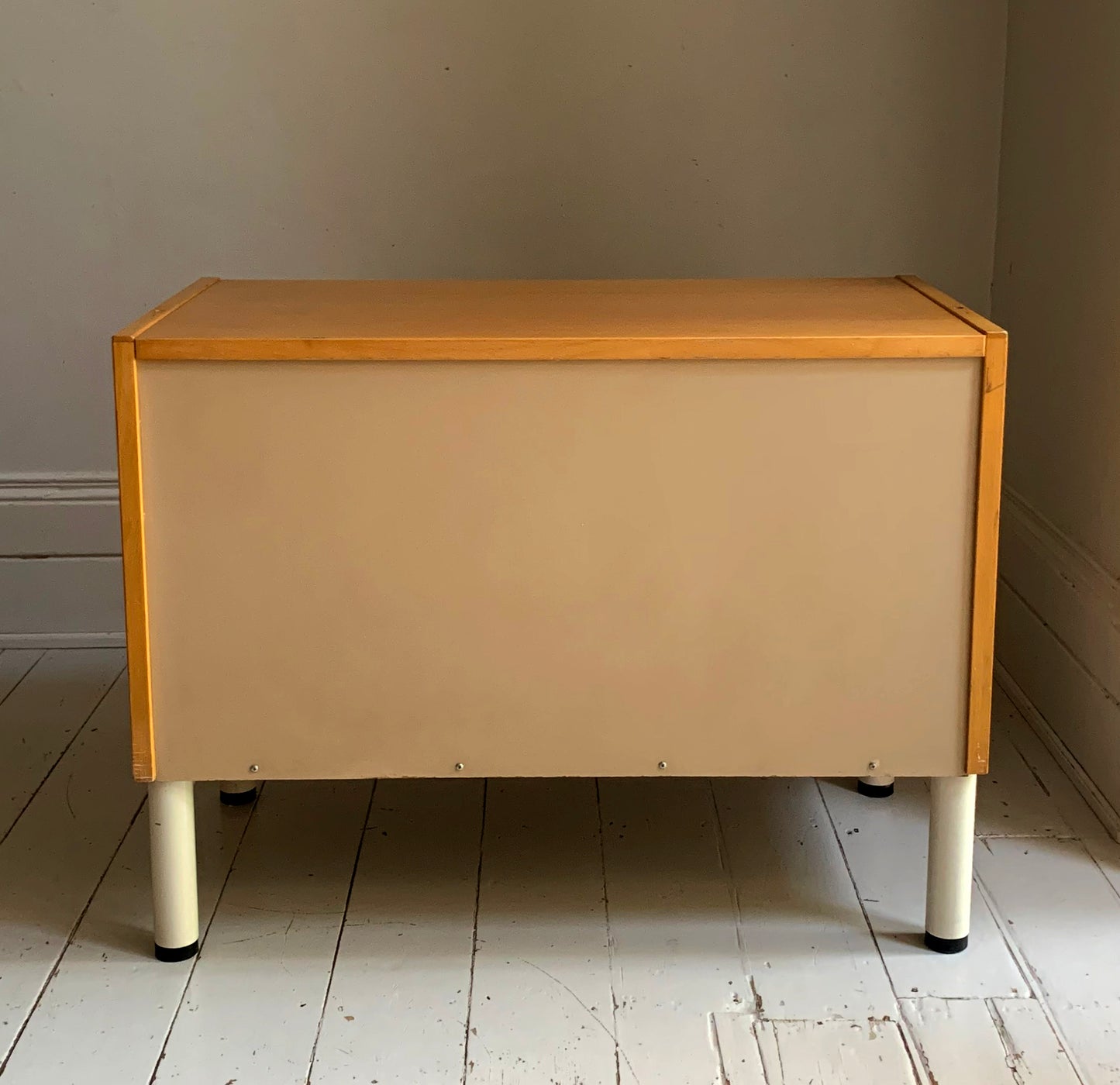 Vintage Scandi Style Pale Oak Tambour Storage / Filing / Media Vinyl Cabinet