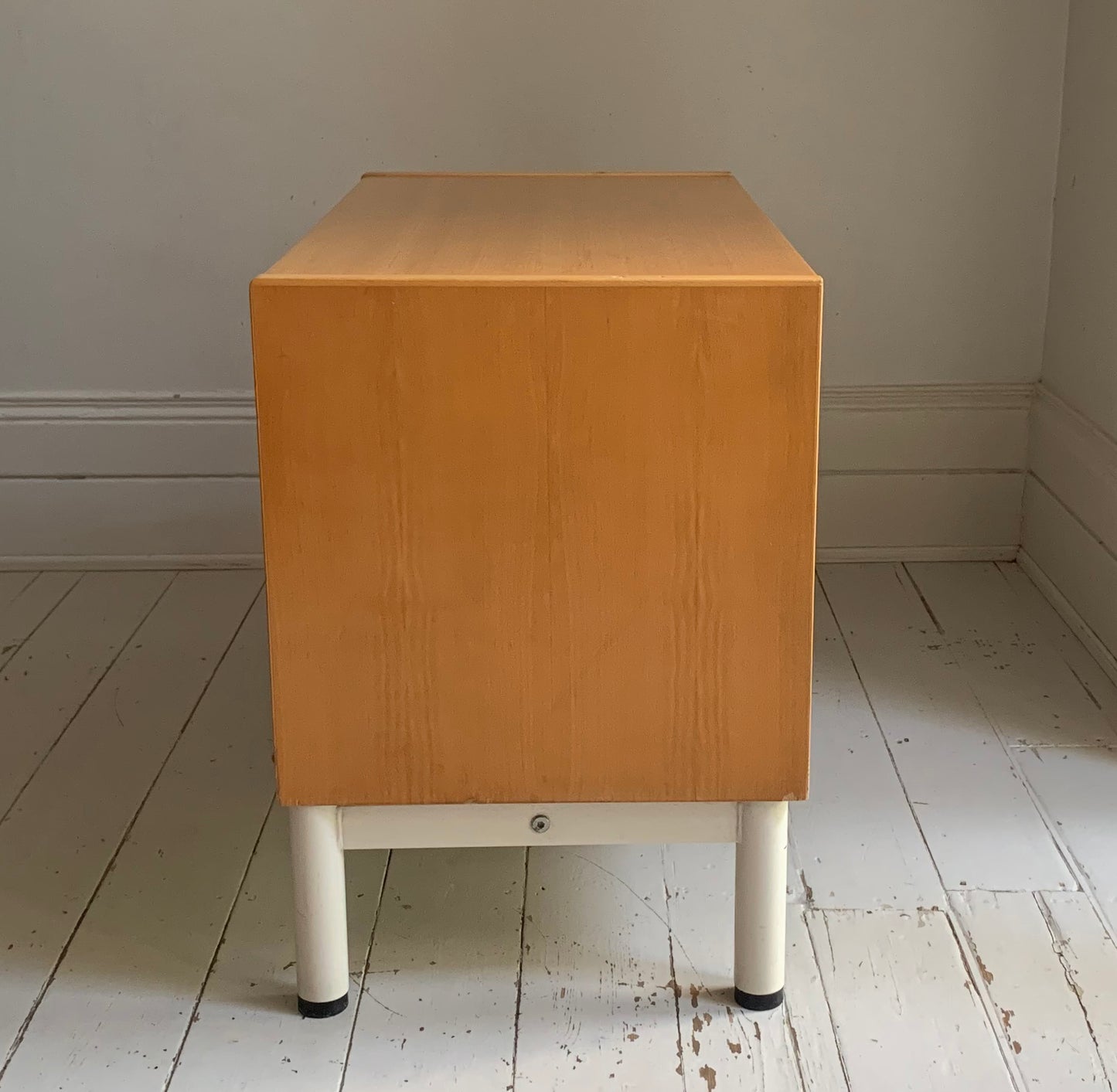 Vintage Scandi Style Pale Oak Tambour Storage / Filing / Media Vinyl Cabinet