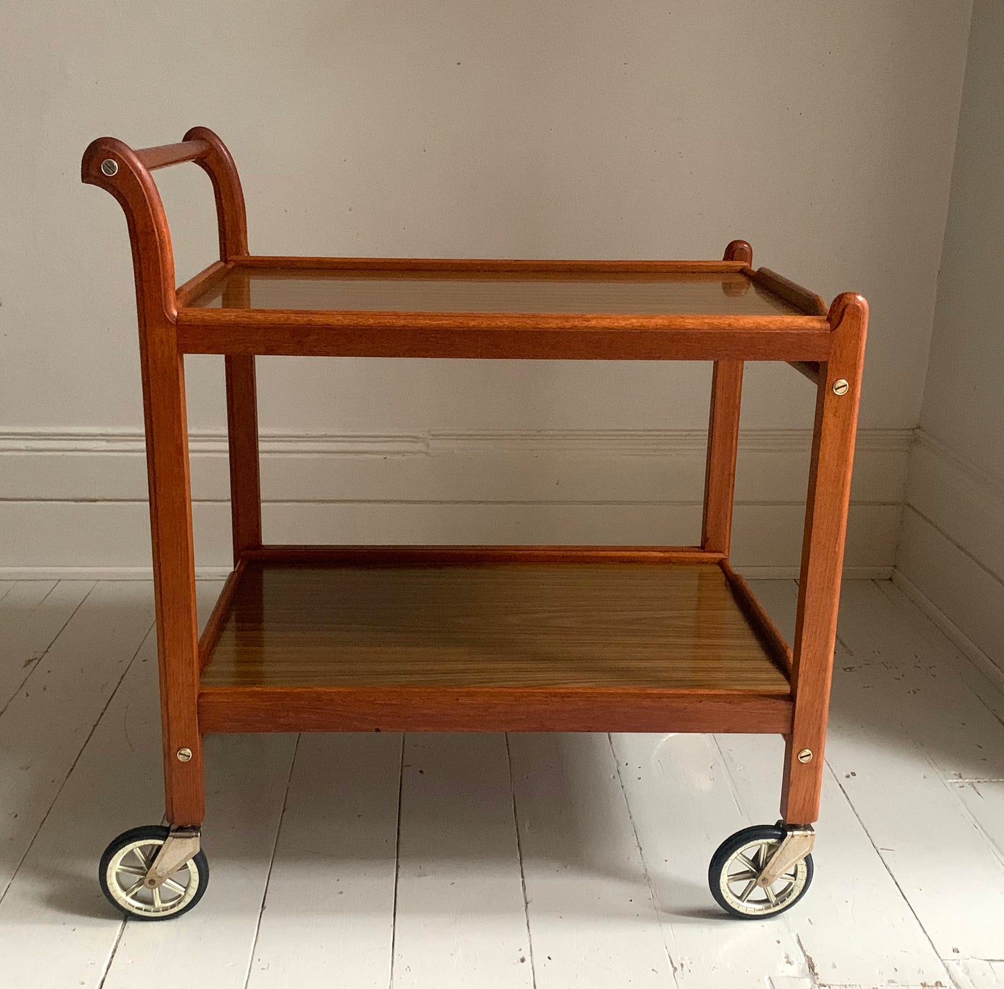 Vintage 1950s Teak Trolley with Removeable Trays - Drinks Tea Trolley / Bar Cart