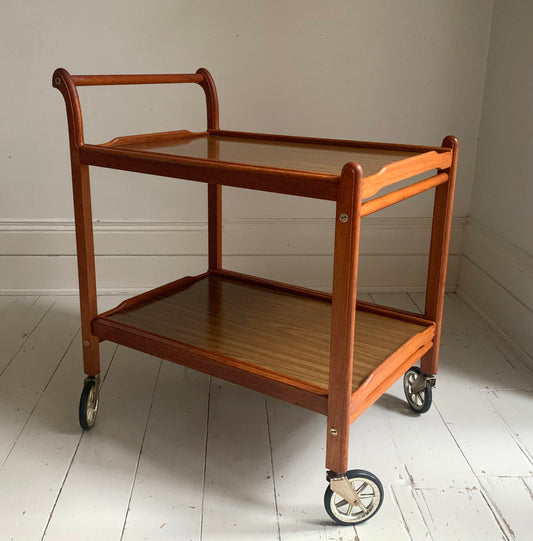 Vintage 1950s Teak Trolley with Removeable Trays - Drinks Tea Trolley / Bar Cart