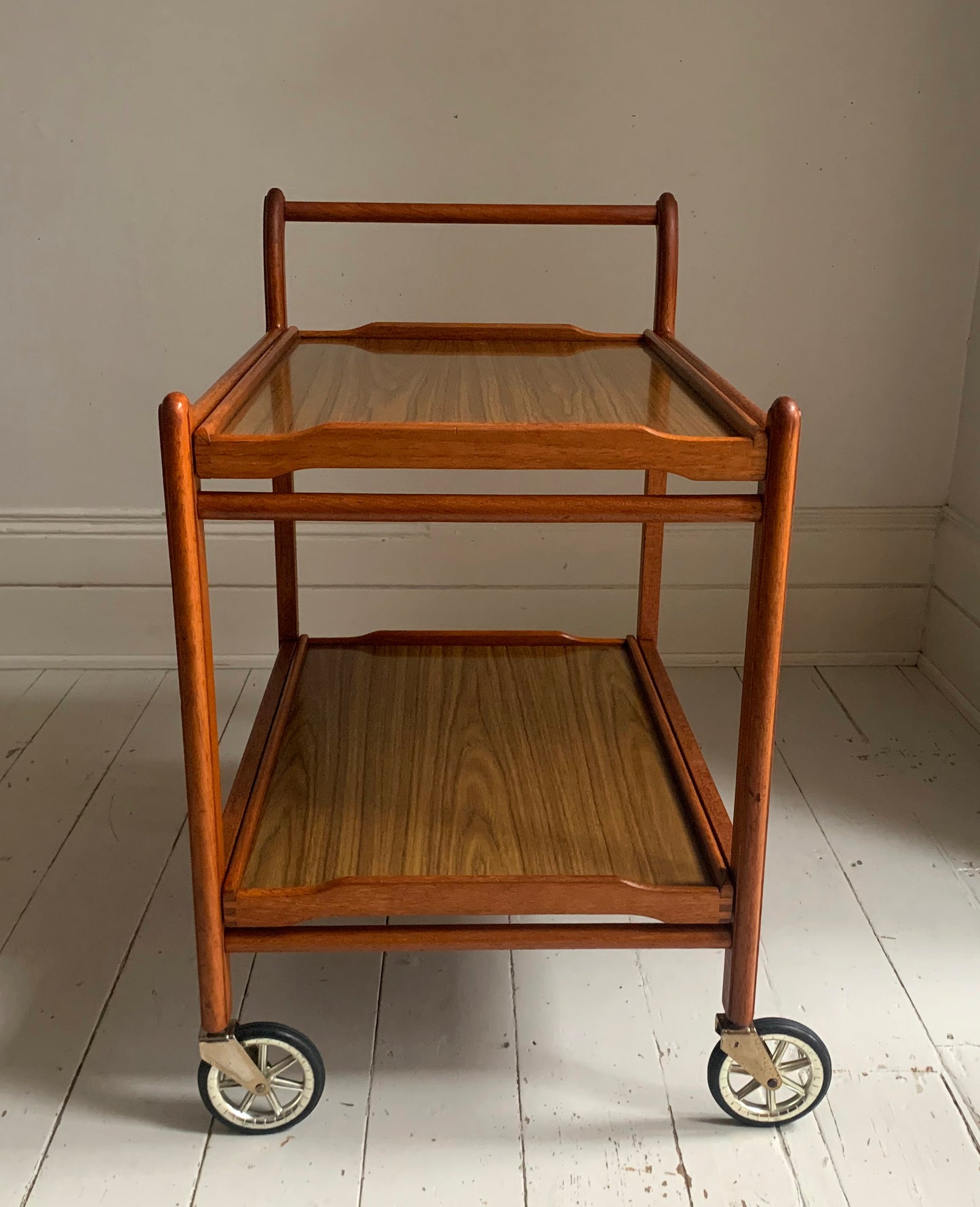 Vintage 1950s Teak Trolley with Removeable Trays - Drinks Tea Trolley / Bar Cart