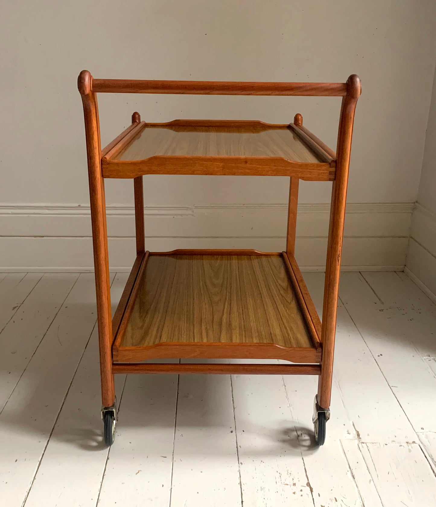Vintage 1950s Teak Trolley with Removeable Trays - Drinks Tea Trolley / Bar Cart