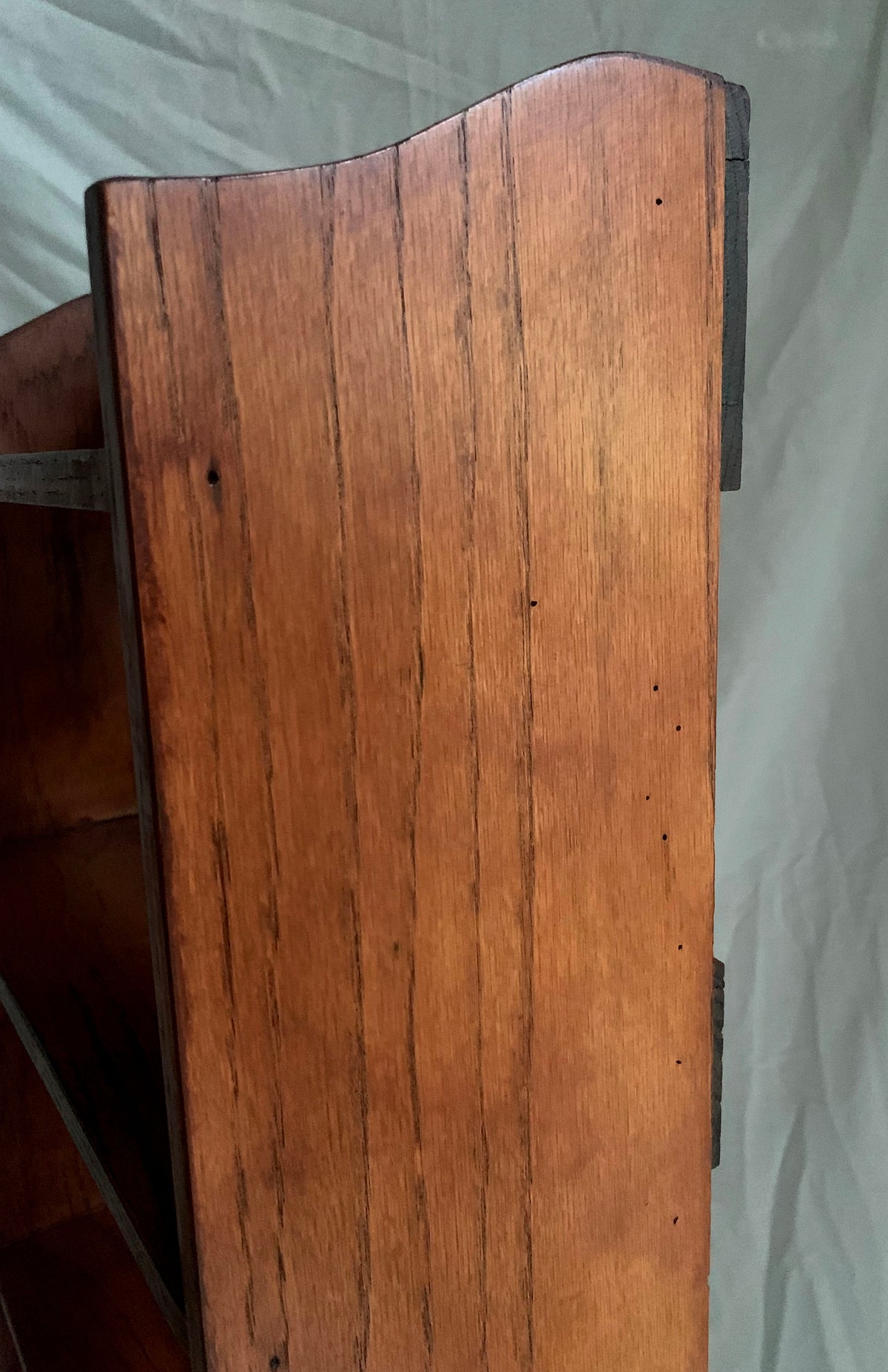 Vintage Arts & Crafts Tall, Narrow Oak Open Back Bookcase With Six Shelves