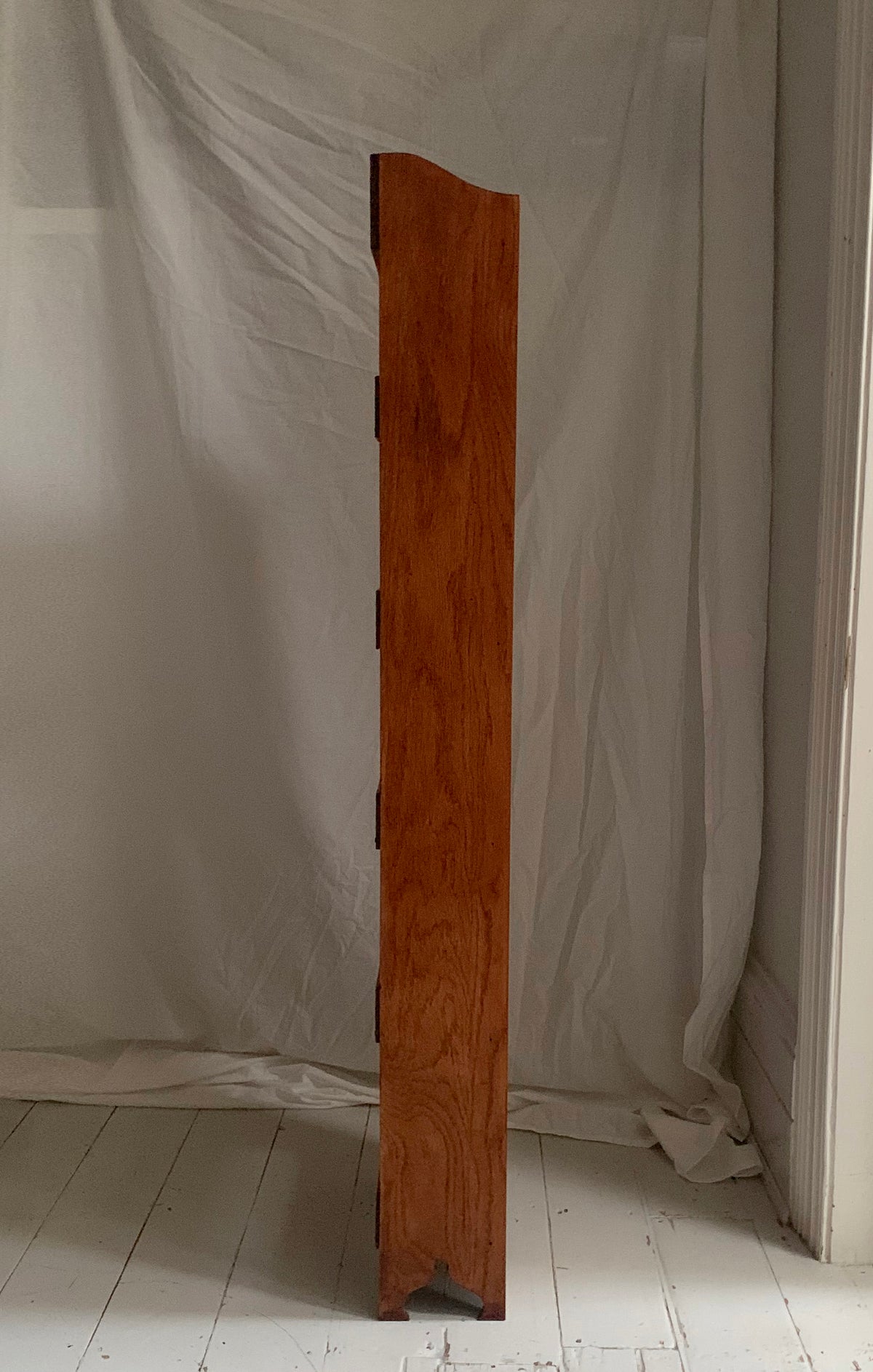 Vintage Arts & Crafts Tall, Narrow Oak Open Back Bookcase With Six Shelves