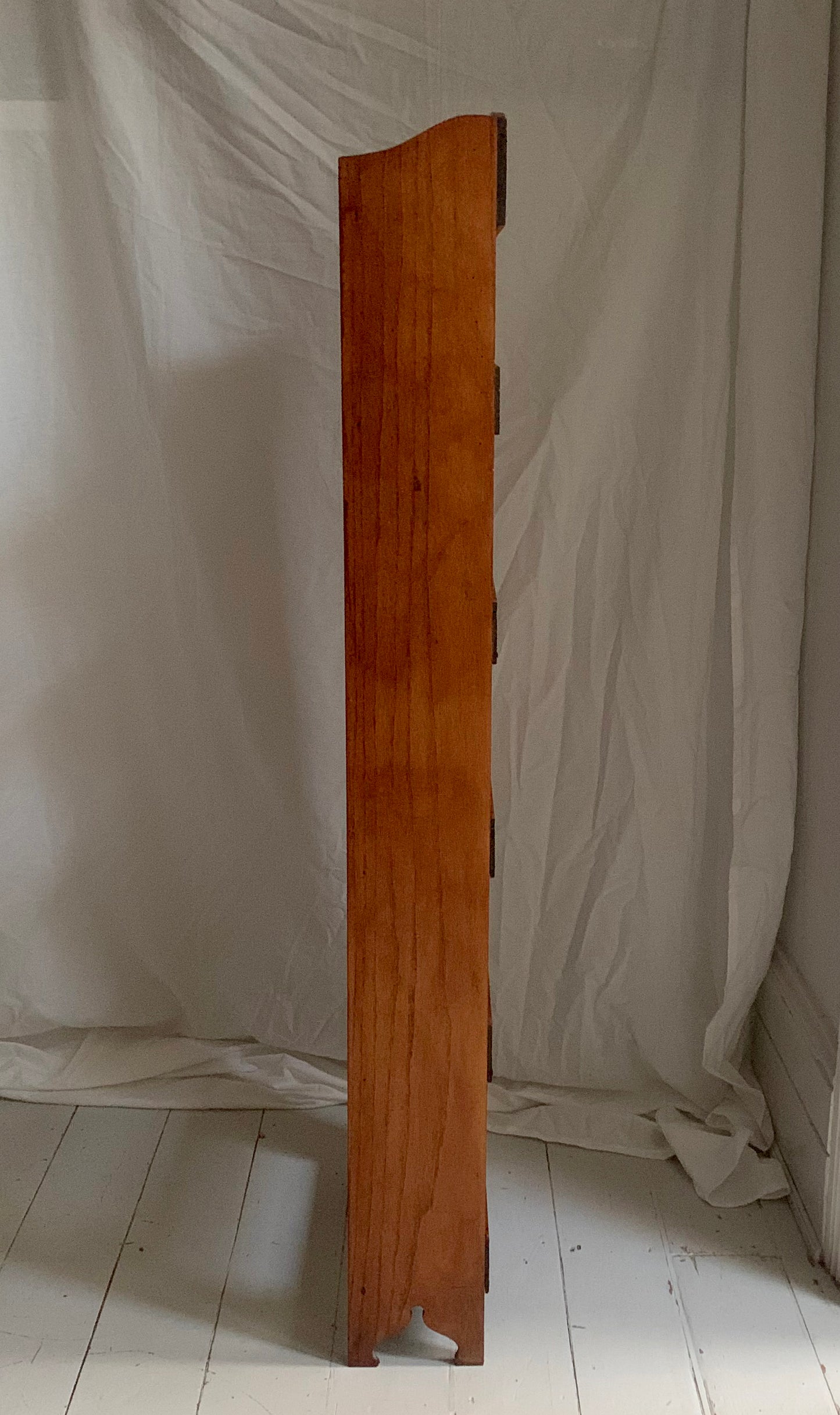Vintage Arts & Crafts Tall, Narrow Oak Open Back Bookcase With Six Shelves