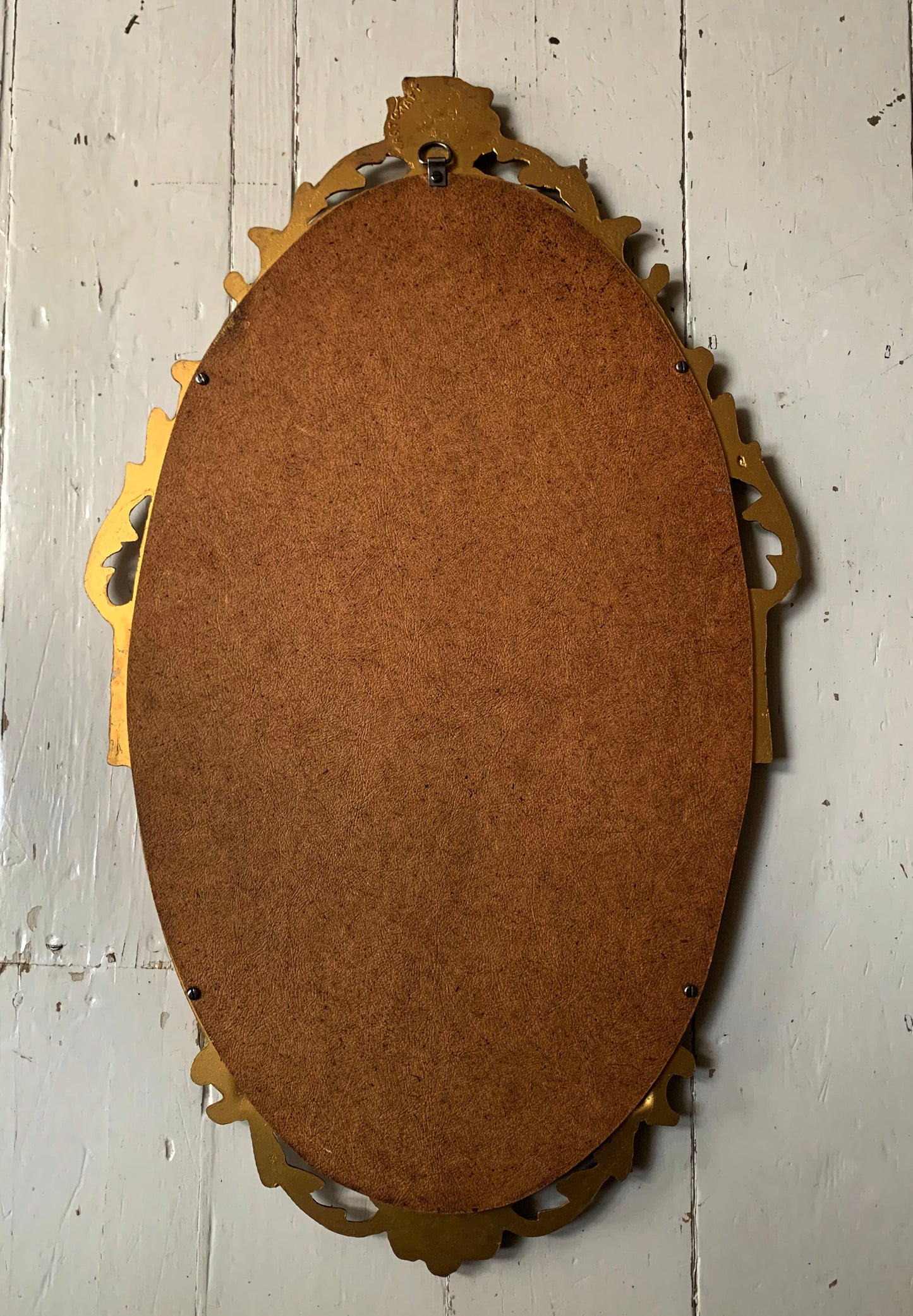 Vintage Cast Iron Gold Rococo Style Frame Oval Mirror - Portrait