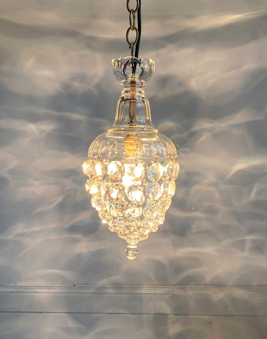 Vintage Cut Glass Crystal Bag Light / Chandelier