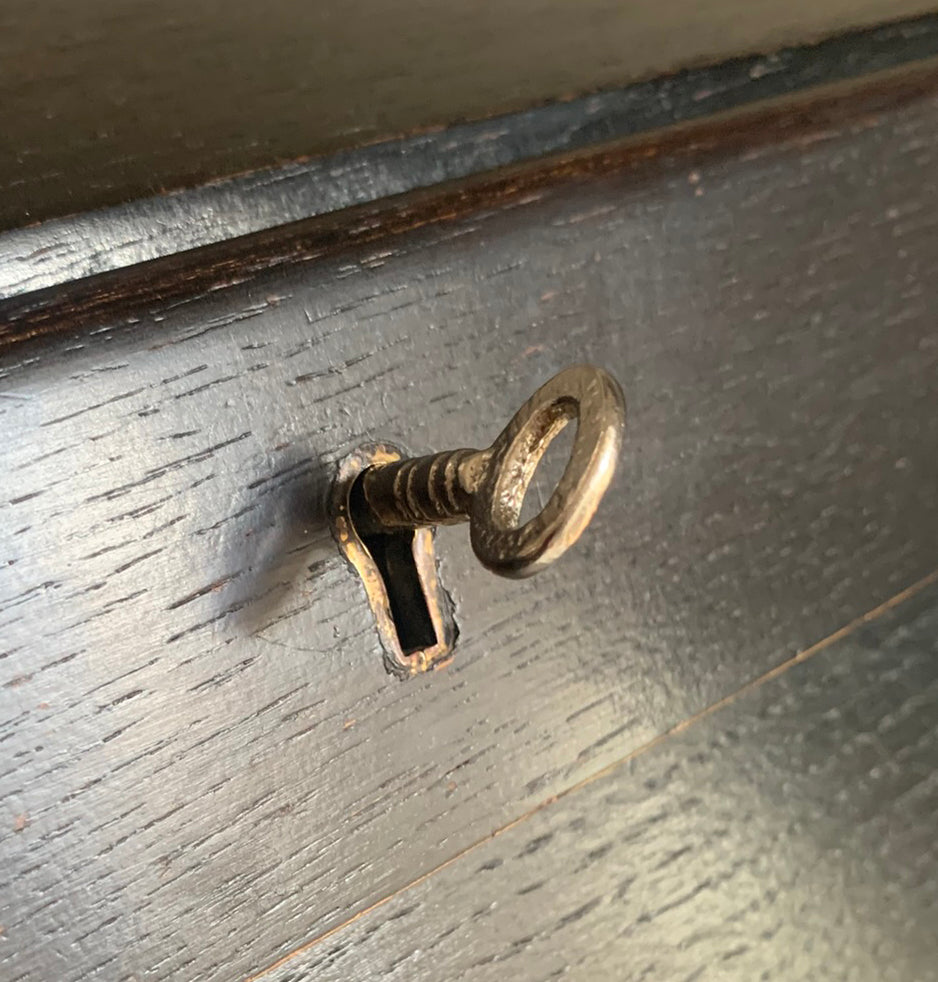 Vintage Ercol Dark Bureau Writing Desk - Red Leather, Blonde Wood Interior