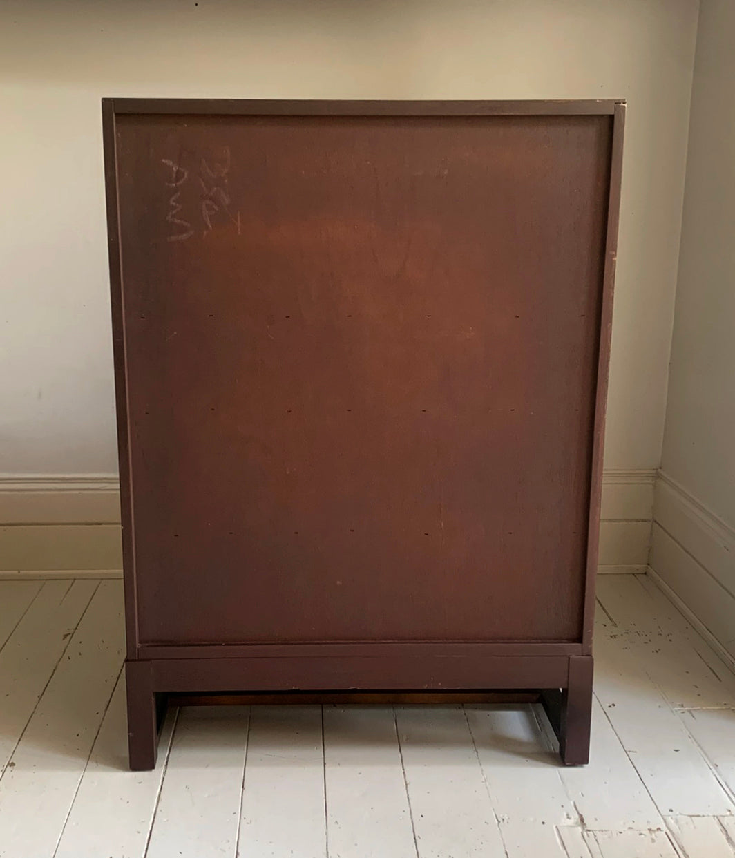 Vintage Ercol Dark Bureau Writing Desk - Red Leather, Blonde Wood Interior