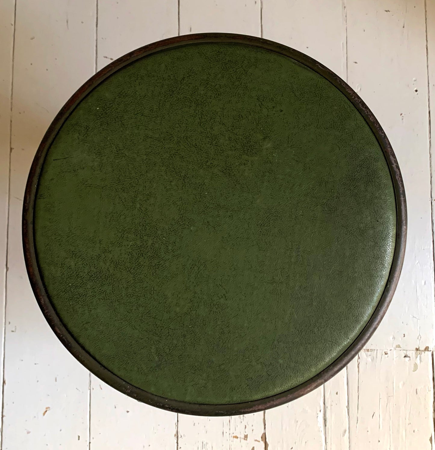 Vintage Evertaut Industrial/Machinist Adjustable Height Swivel Khaki Green Stool