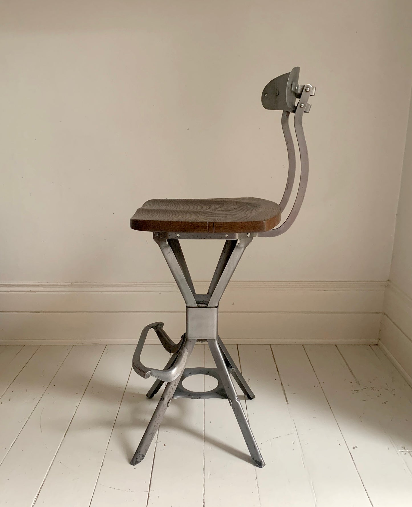 Vintage Evertaut Industrial Machinist's / Factory Chair with Foot Rest - Rare