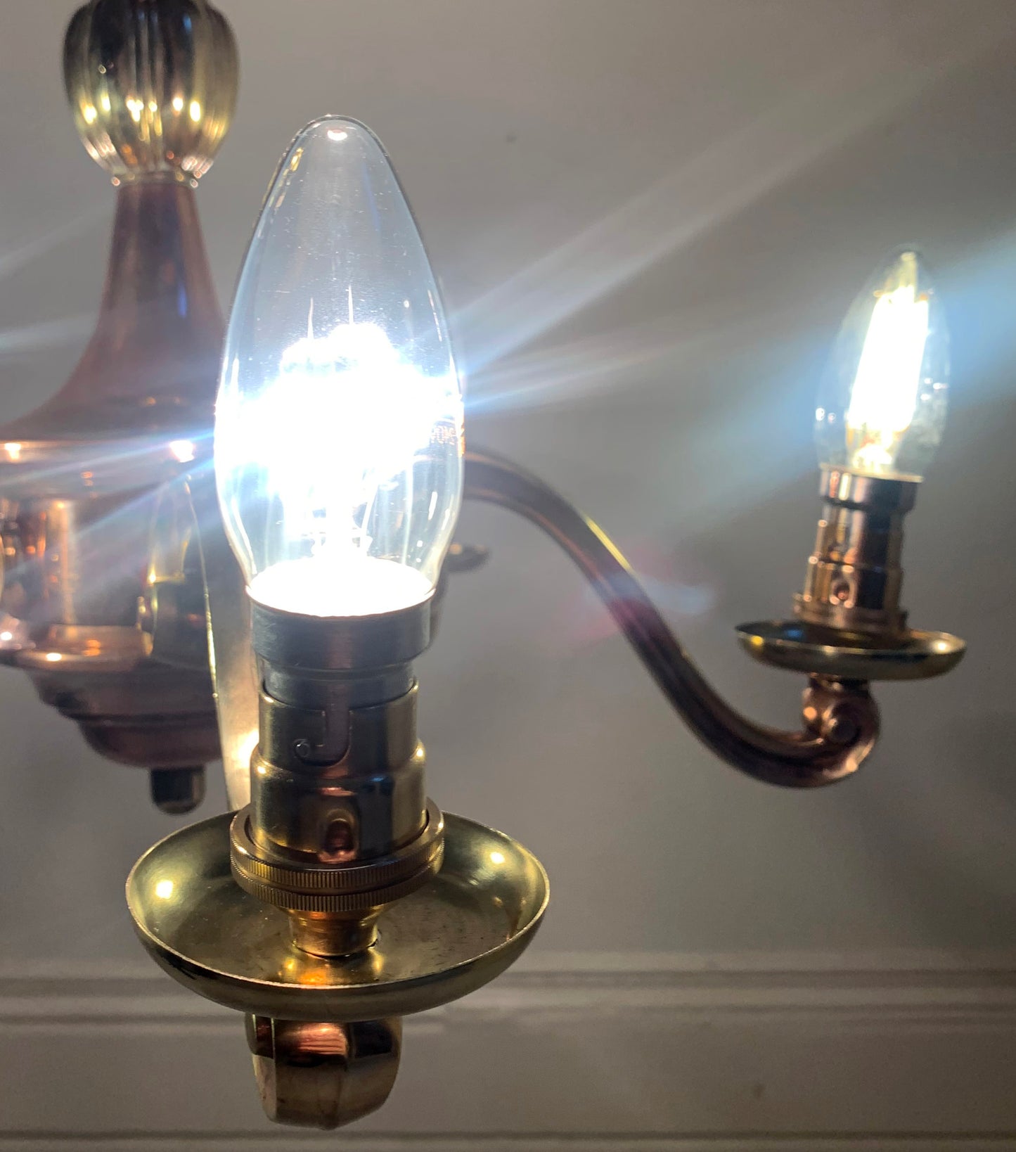Vintage Five Arm Brass & Copper Chandelier - Flemish/Dutch Revival Style