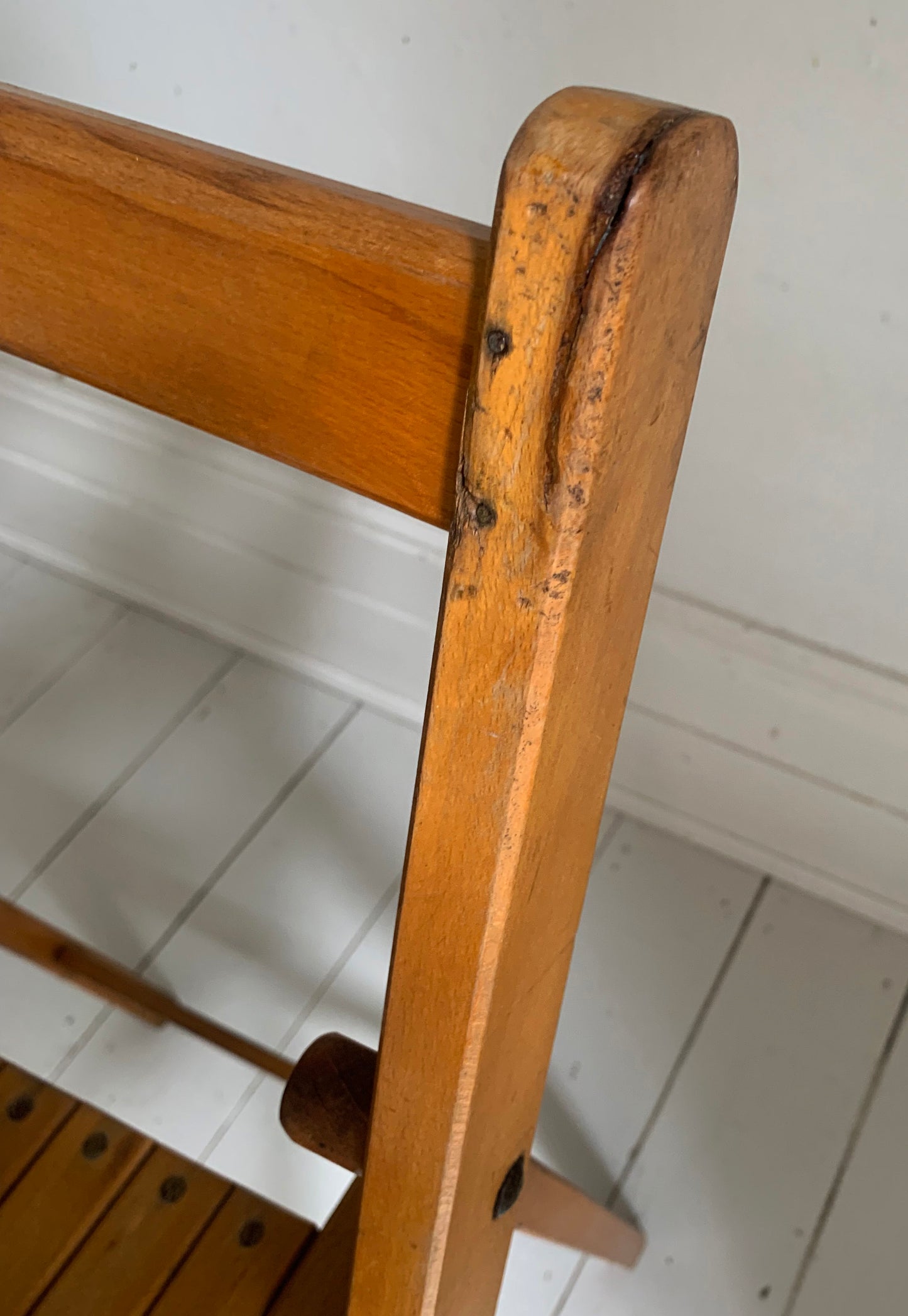 Vintage 1930s Folding Wooden Chair, Stamped War Department, Beech