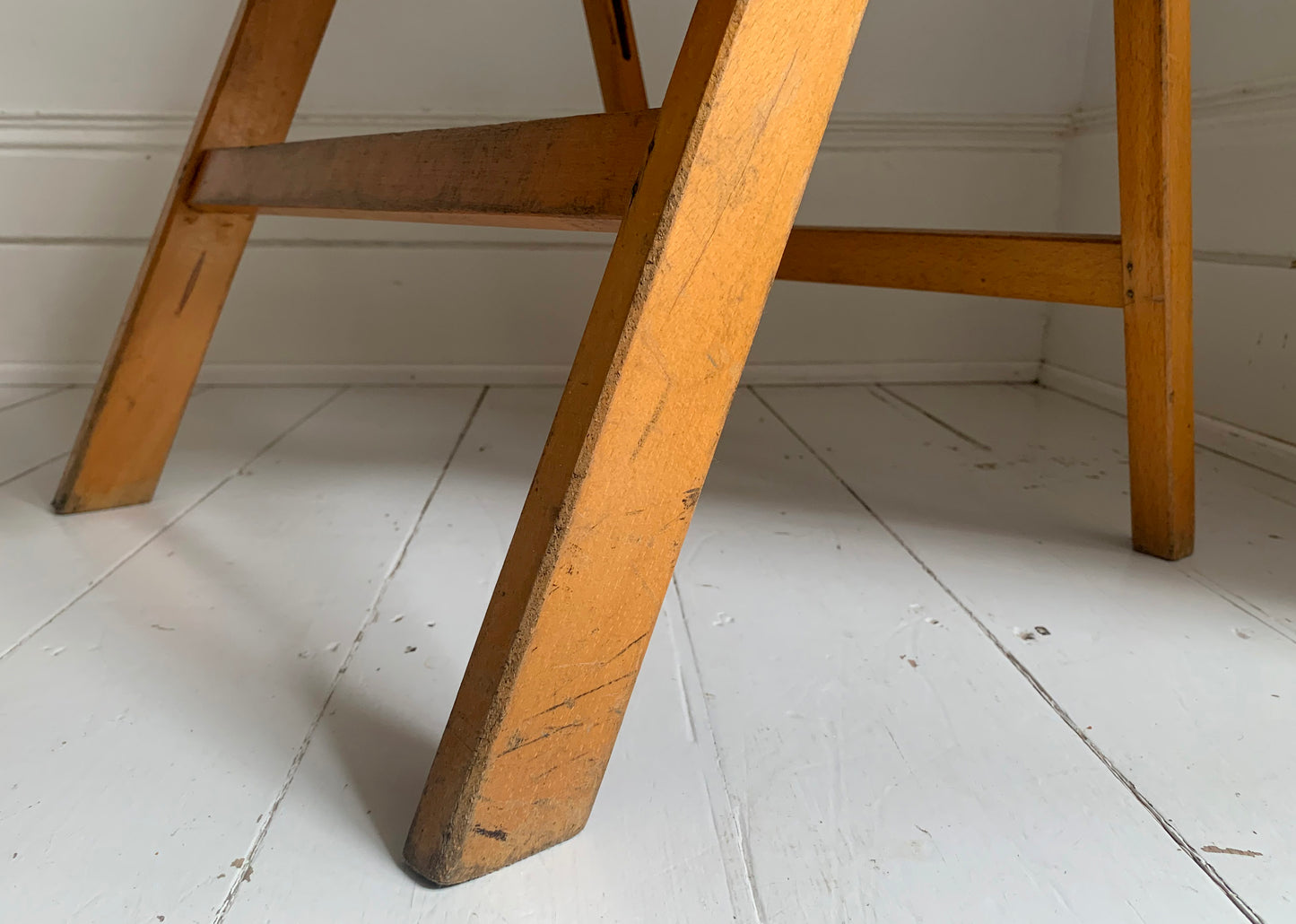 Vintage 1930s Folding Wooden Chair, Stamped War Department, Beech