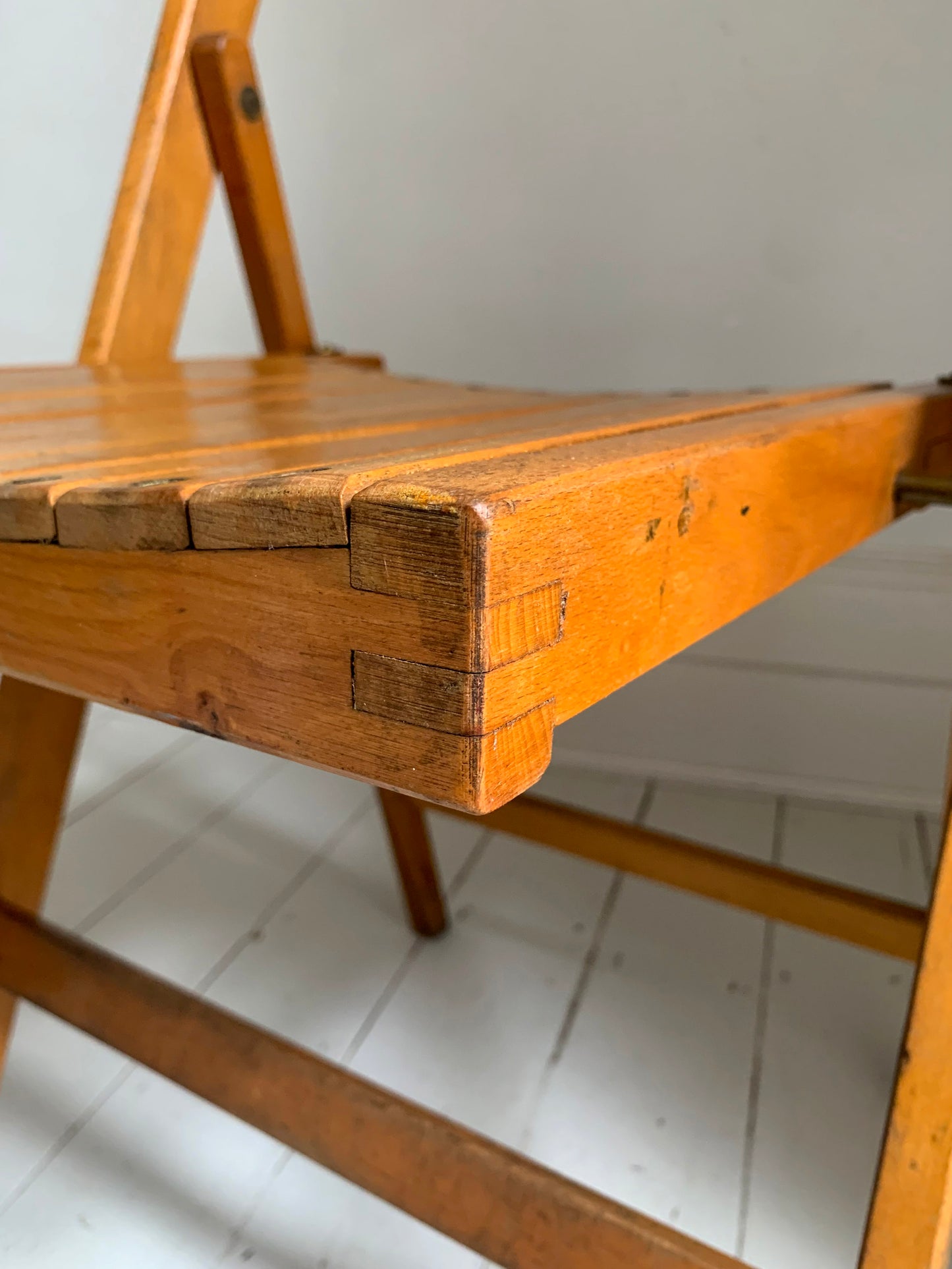 Vintage 1930s Folding Wooden Chair, Stamped War Department, Beech