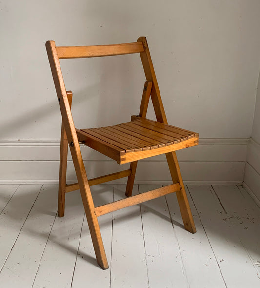 Vintage 1930s Folding Wooden Chair, Stamped War Department, Beech