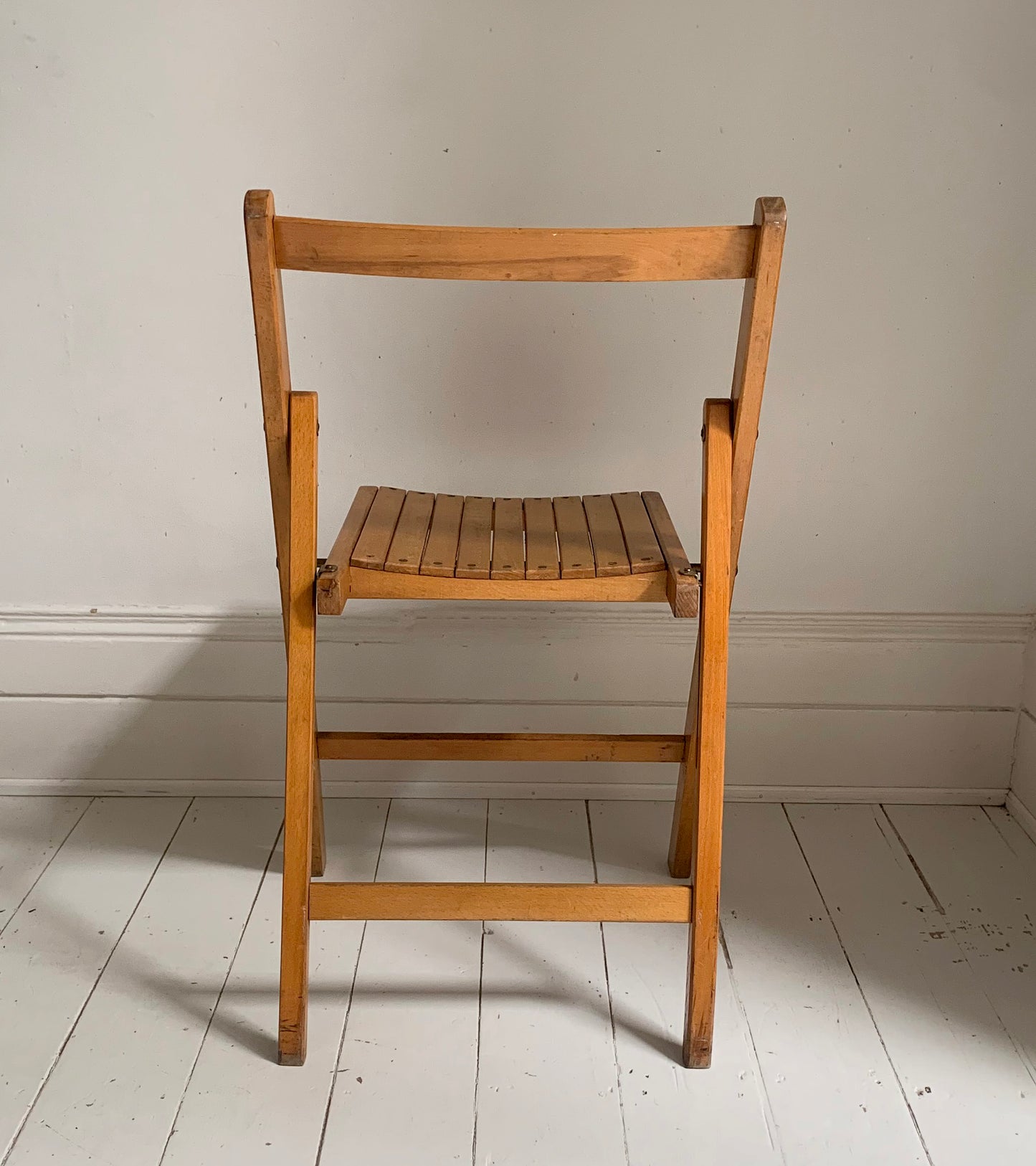 Vintage 1930s Folding Wooden Chair, Stamped War Department, Beech
