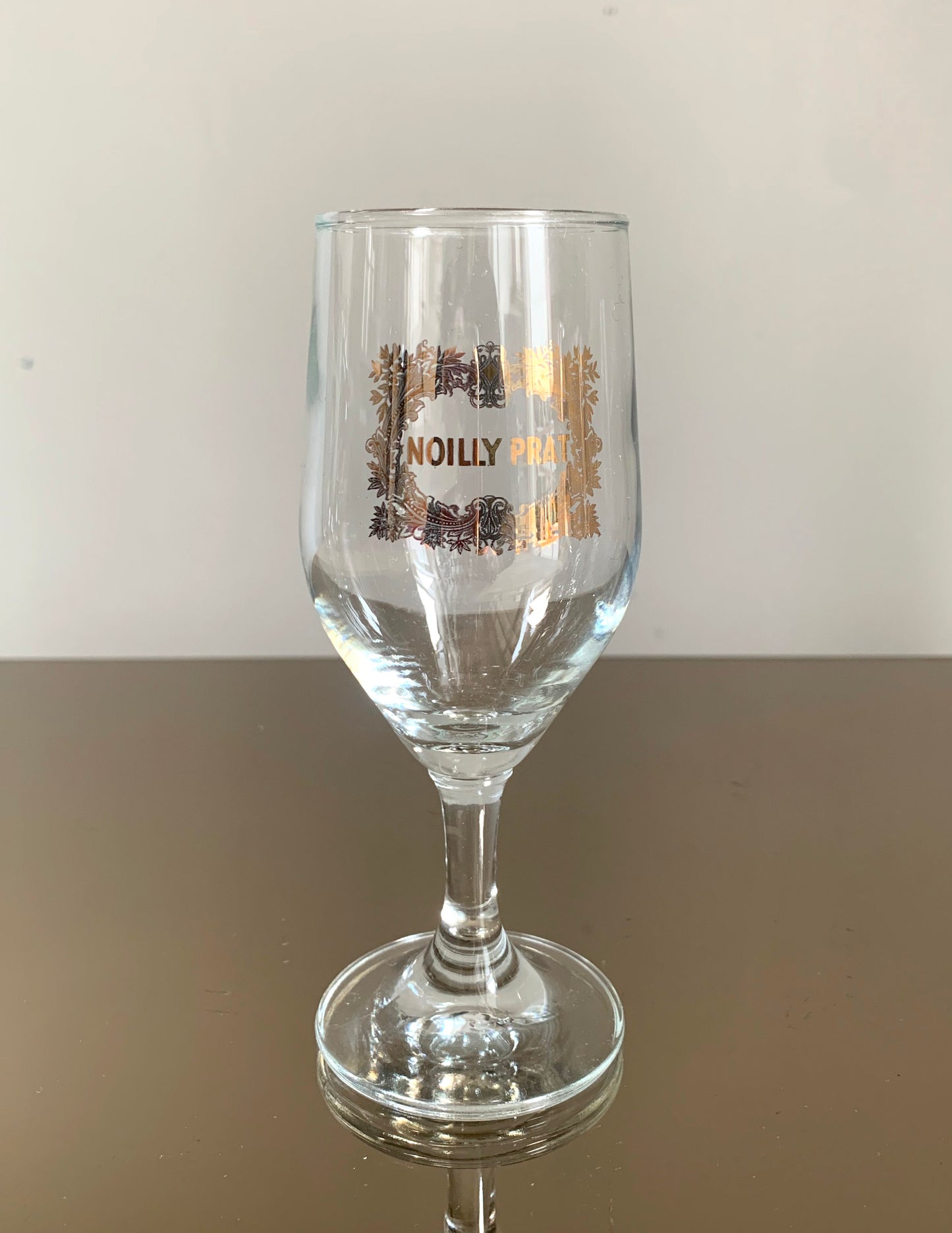 5 x Vintage French 'Noilly Prat' Stemmed Glasses With Gold Branding