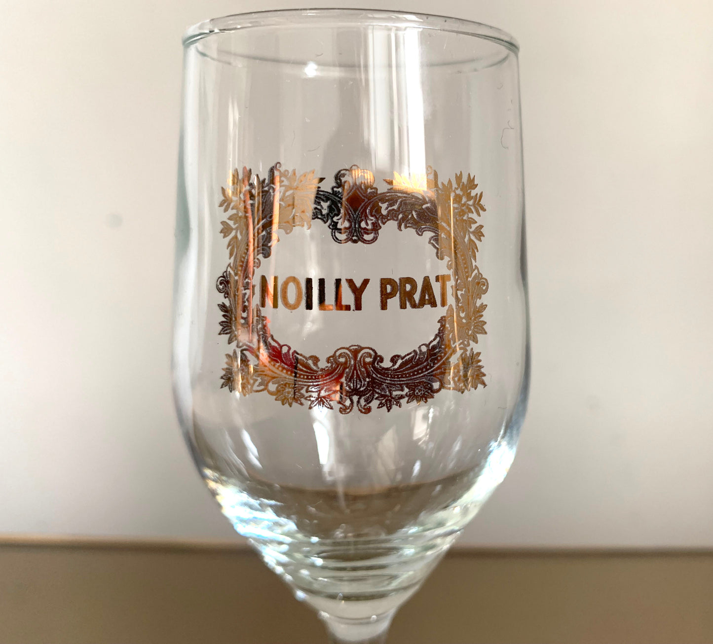 5 x Vintage French 'Noilly Prat' Stemmed Glasses With Gold Branding
